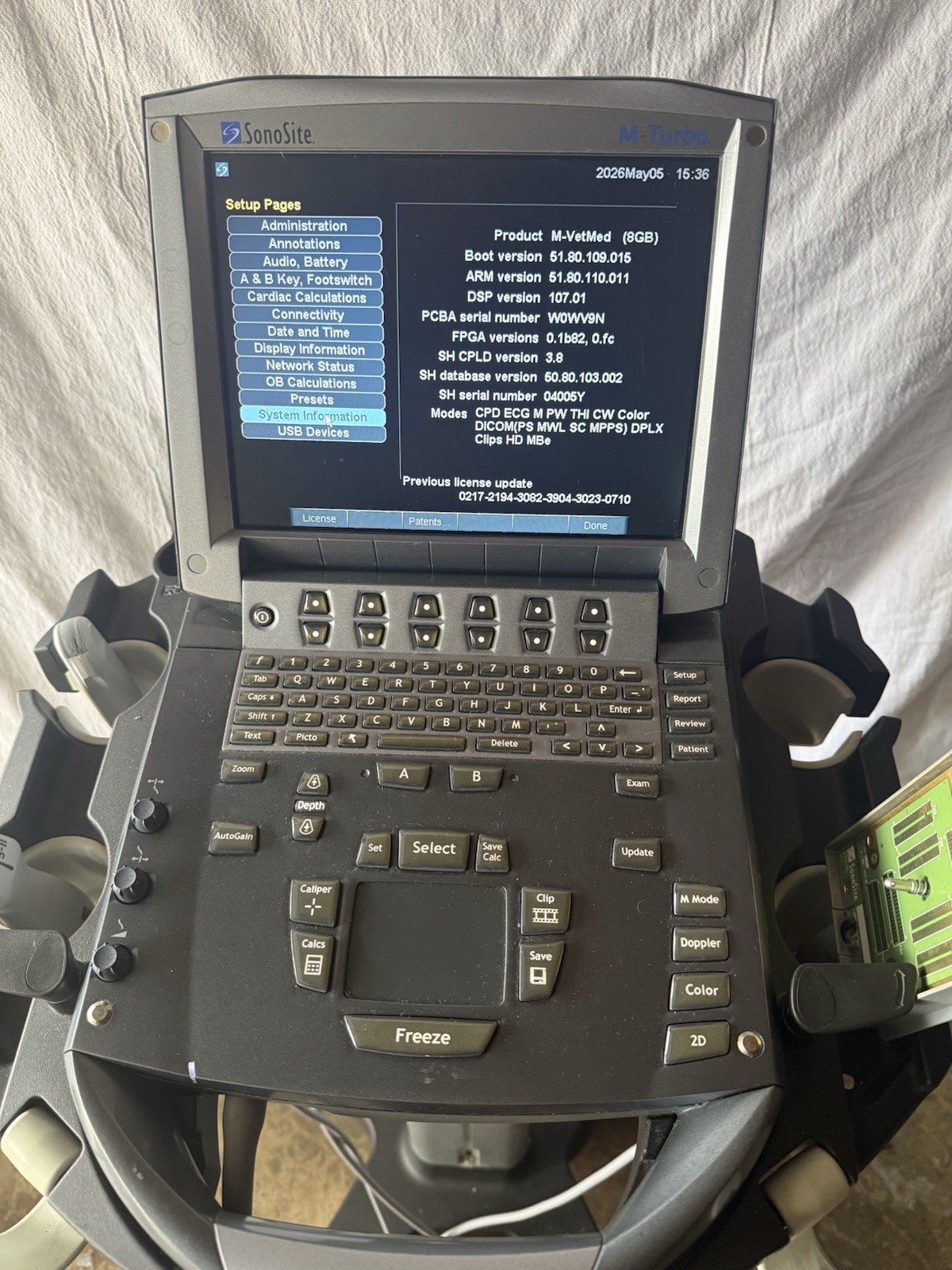SonoSite M-turbo Portable Vet Ultrasound w/ C11x & P21x Transducer Probe