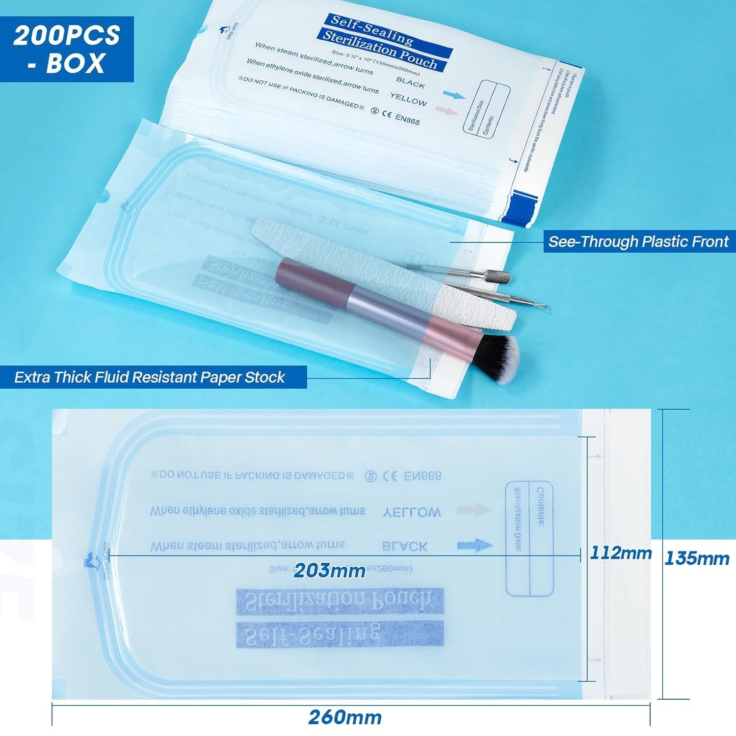 Self Sterilization Pouches Pouch Autoclave, Sterilizer Bags Dental Tattoo Nail