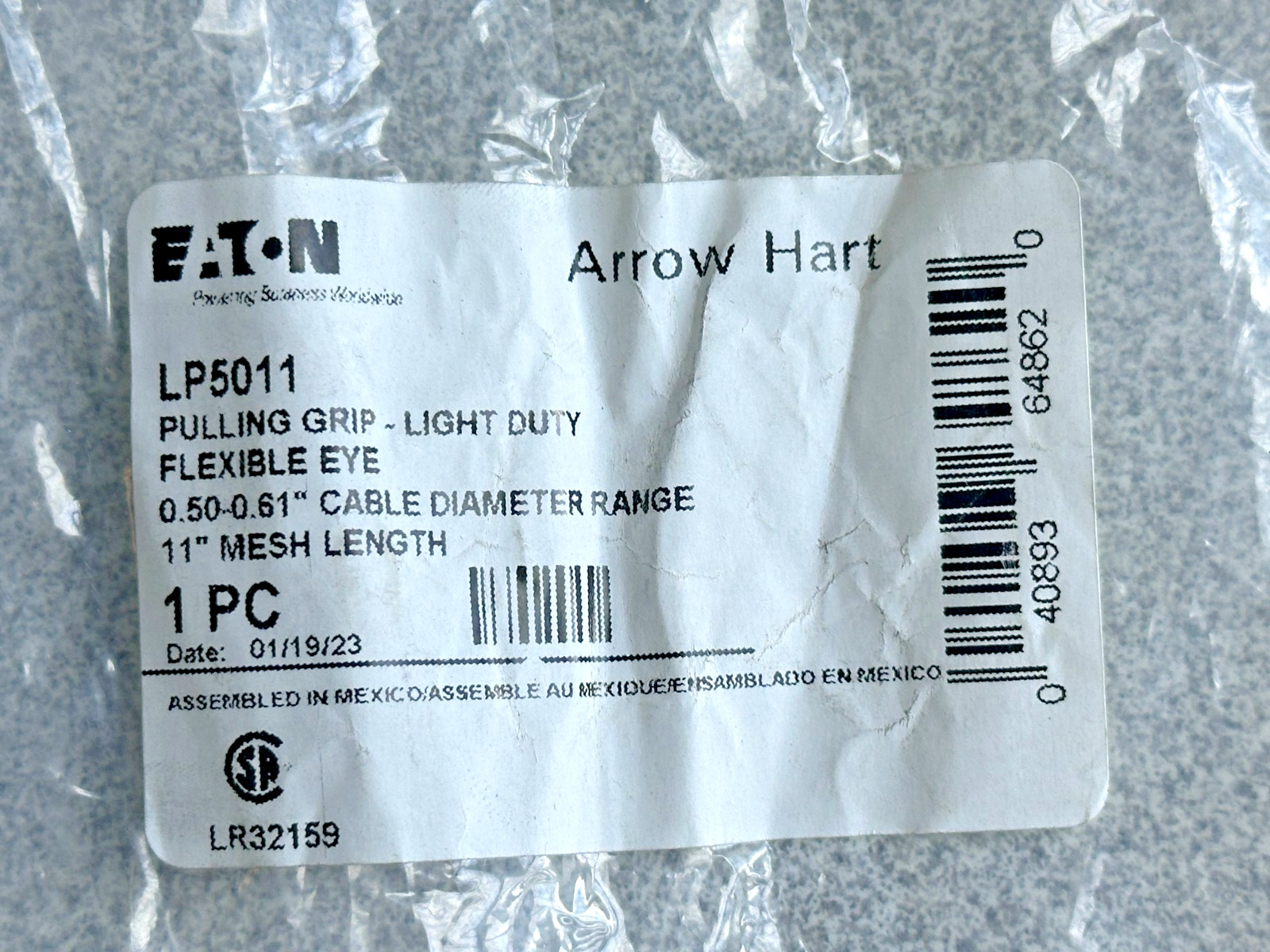 NEW EATON ARROW HART LP5011 PULLING GRIP FLEXIBLE EYE .50-.61″ Cable diameter