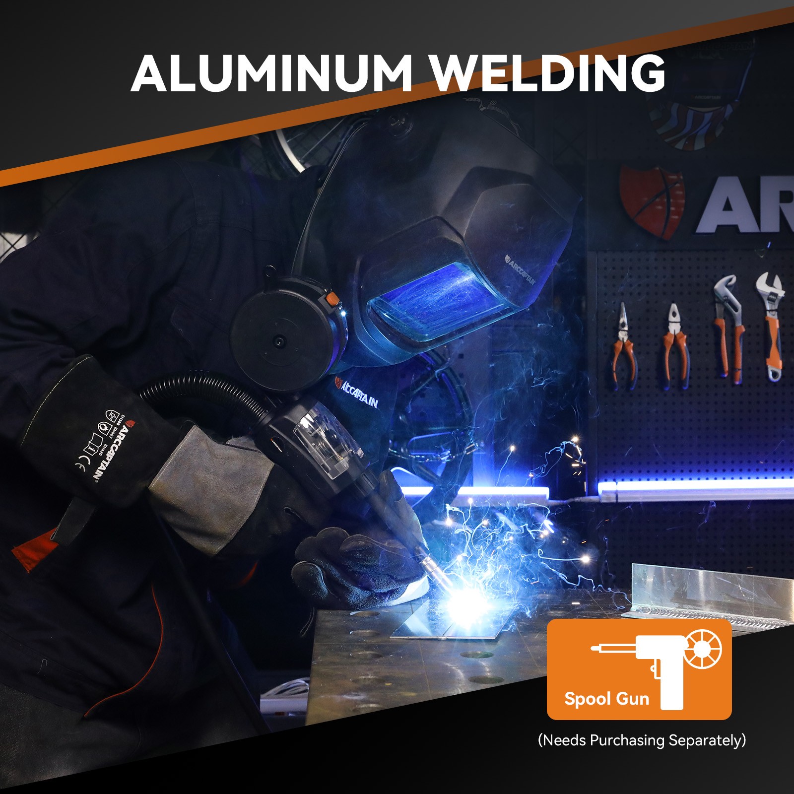 ARCCAPTAIN MIG250 250Amp 6-in-1 MIG Welder 110/220V Digital Synergic LED Display