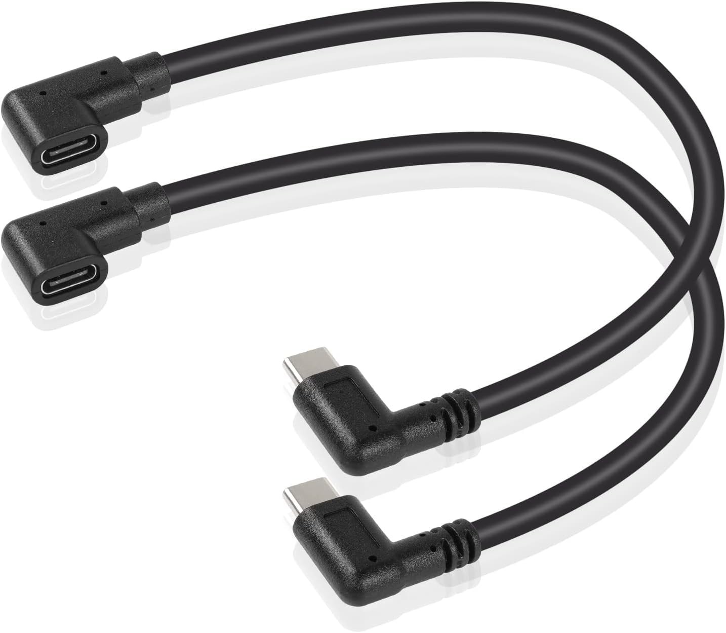 GINTOOYUN USB C Extension Cable, Right Angle Male to Female, 0.3m, Black, Suppor