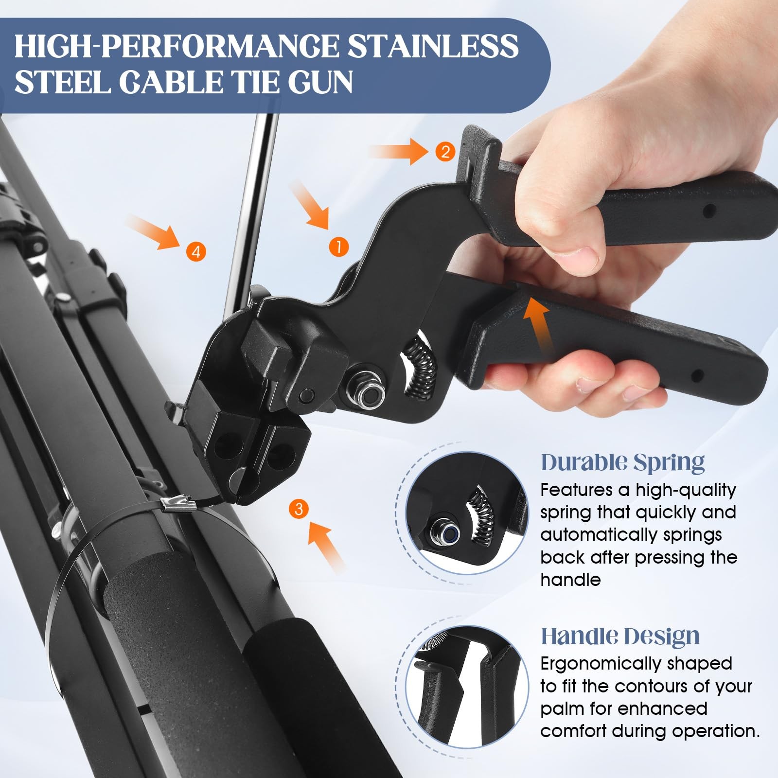 Metal Zip Ties Tool Set, Cable Tie Gun Kit with 150PCS Black Metal Zip Ties