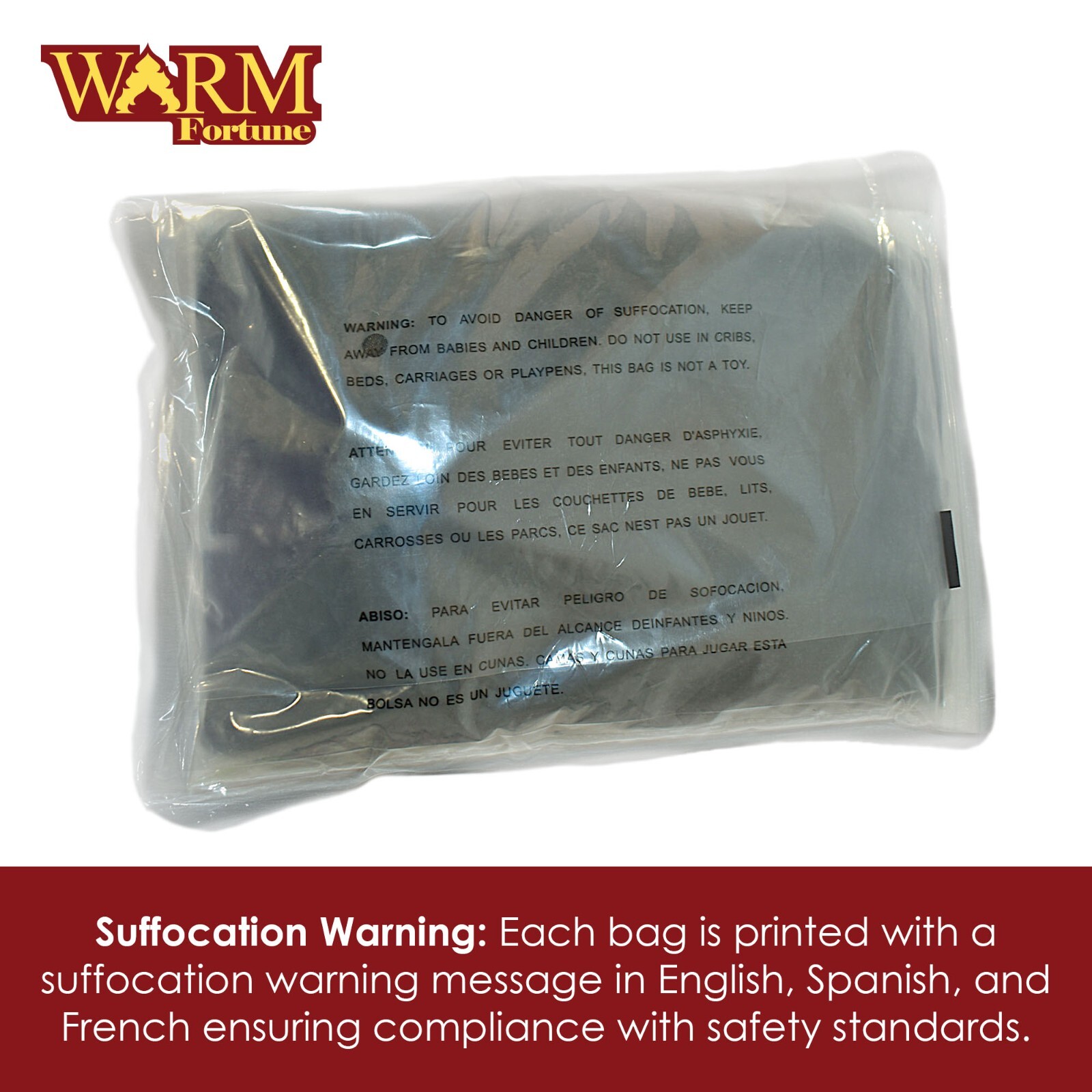 WF Clear Poly Bag 100 Self-Sealing Suffocation Warning Mailer Bags
