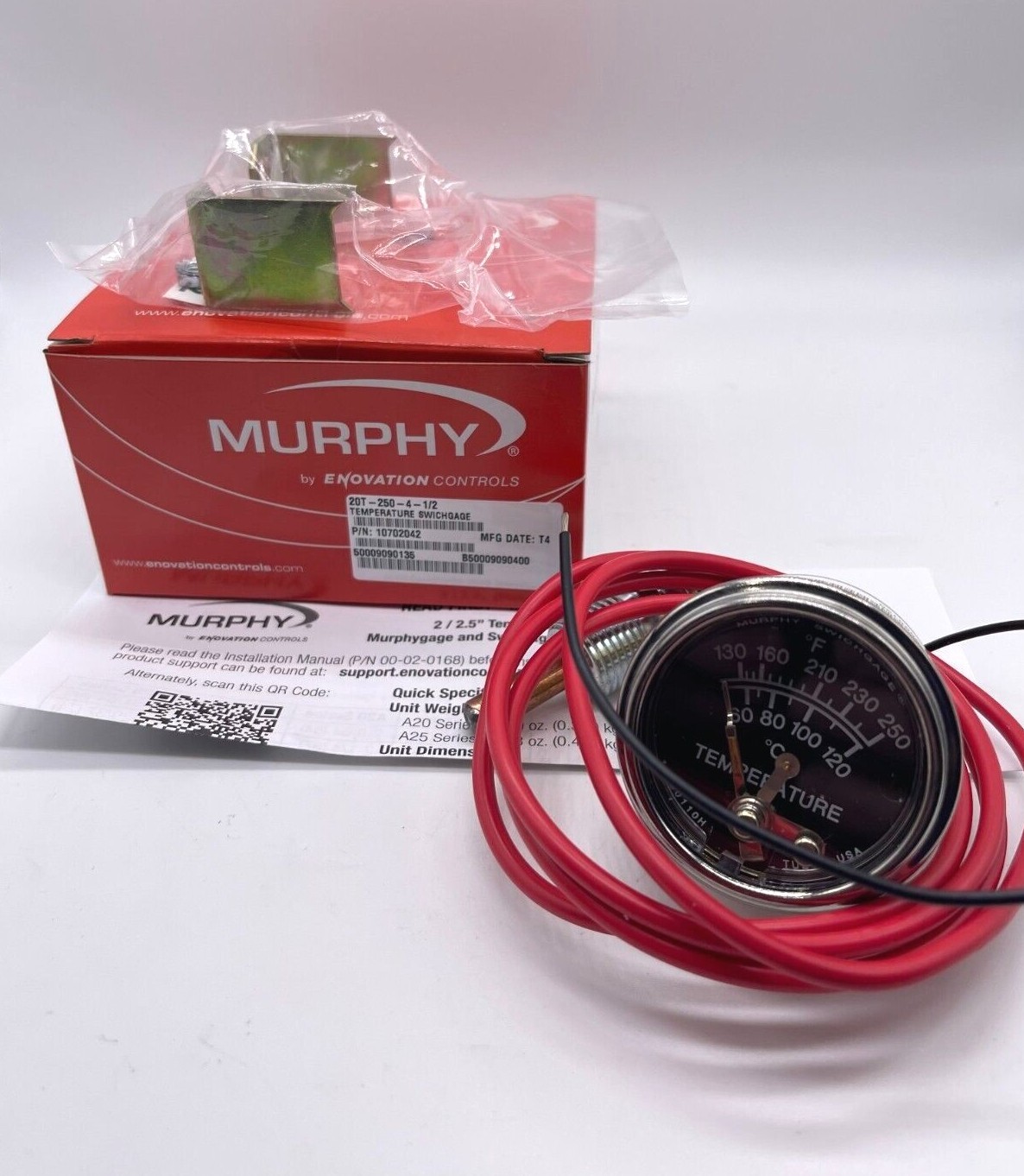 4FT MURPHY 20T-250-4-1/2 10702042 250 DEGREE TEMPERATURE GAUGE