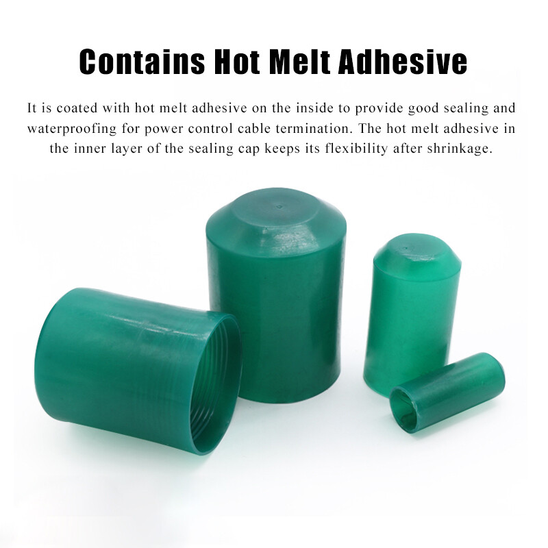 10-90mm Green Heat Shrink End Caps 2:1 Adhesive Glue Lined Cable Insulation Seal