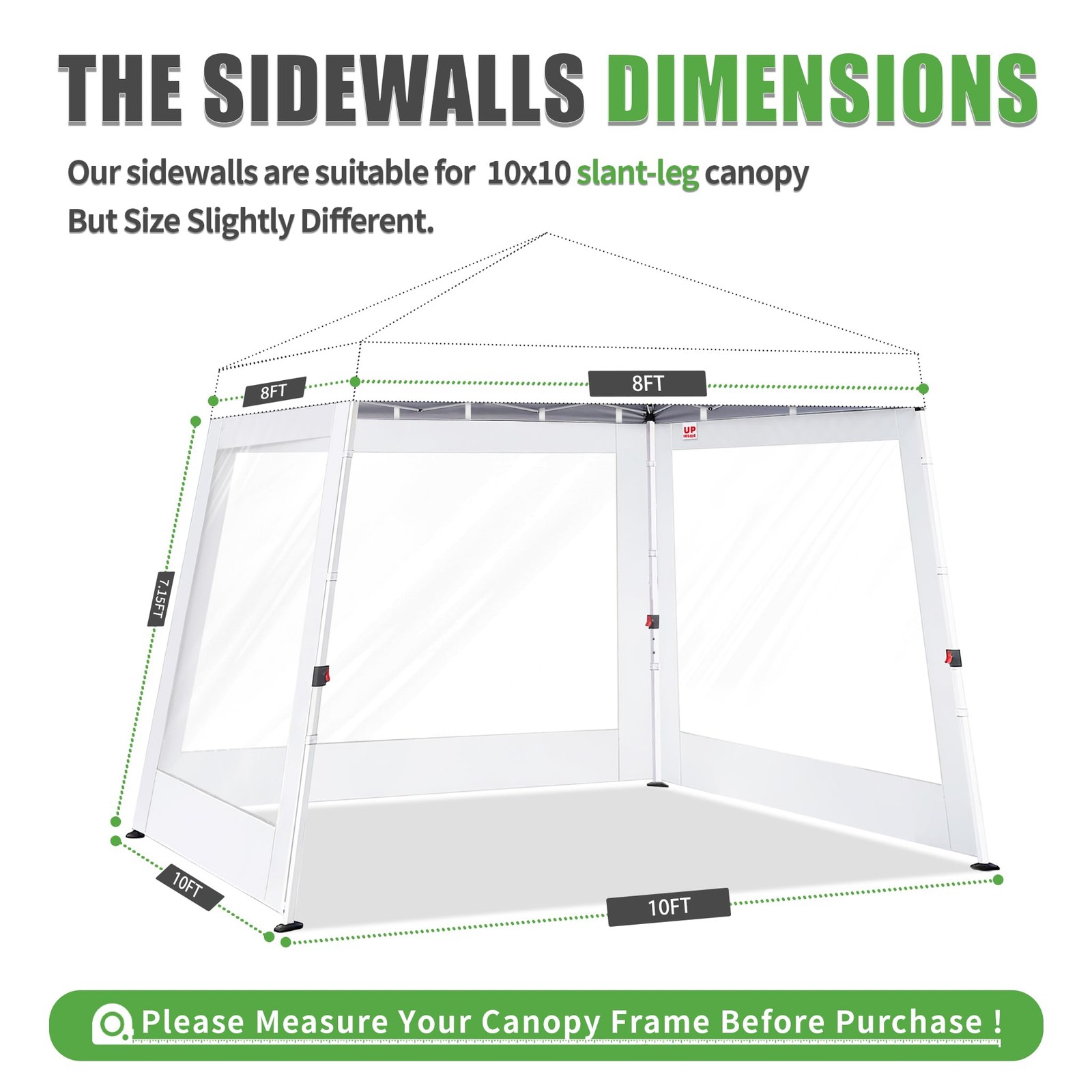 Scomanage Clear Canopy Sidewalls For 10X10 Slant Leg Pop Up Tent3 Pack Sunwalls