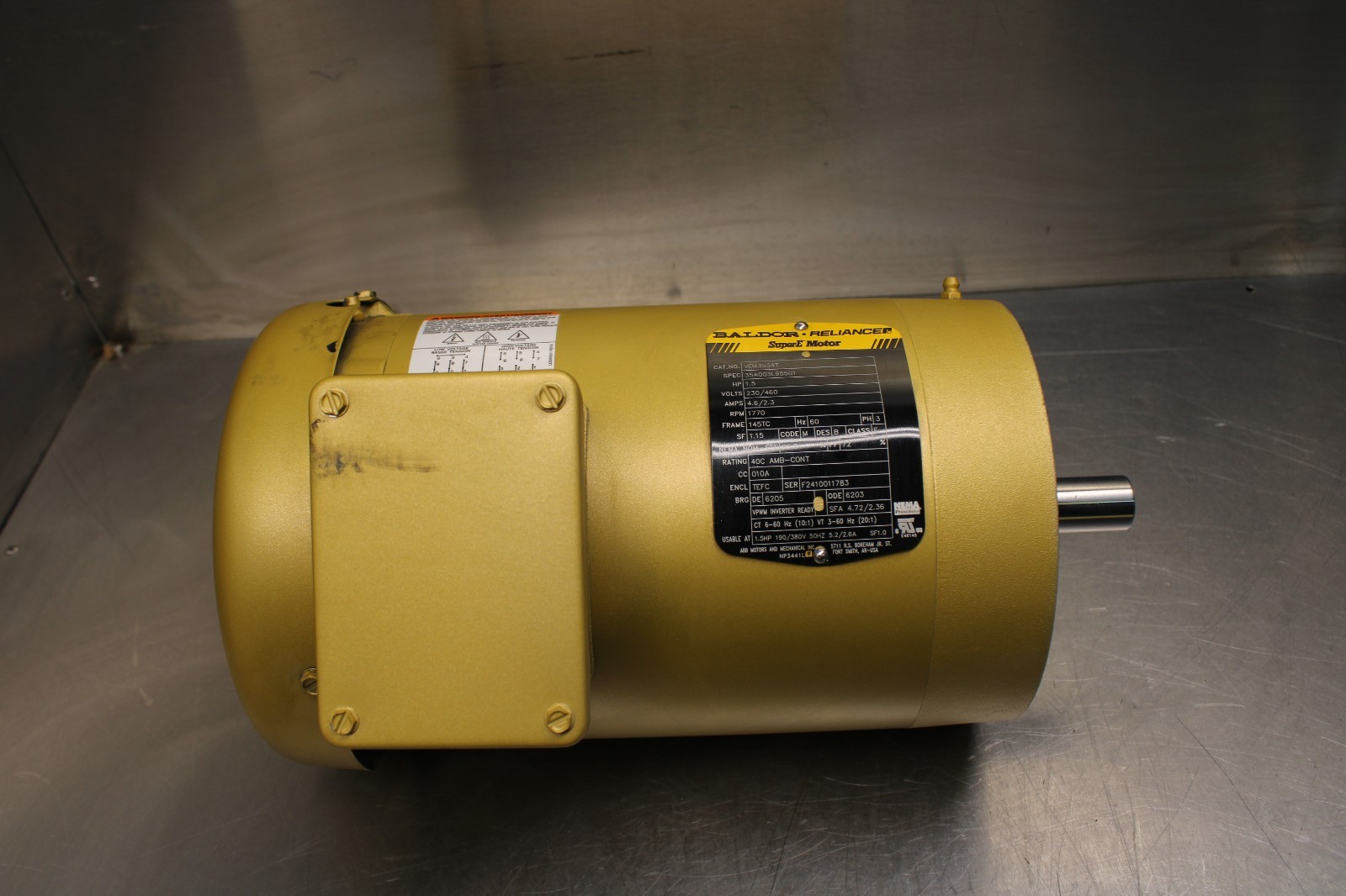 Baldor VEM3554T Motor HP 1.5 RPM 1770 PH 3