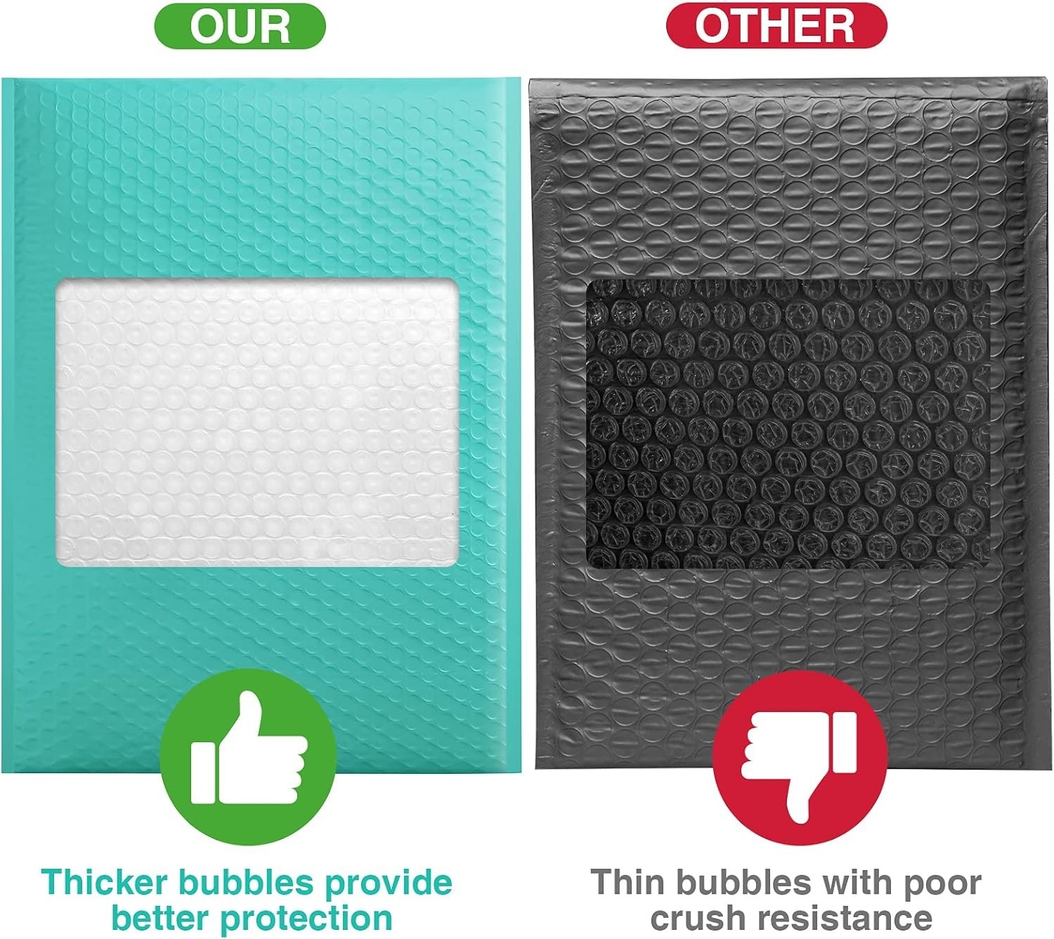 250pc Large Bubble Mailers 10.5×16 Padded Envelopes 10.5×15 Poly Bubble Bag Teal