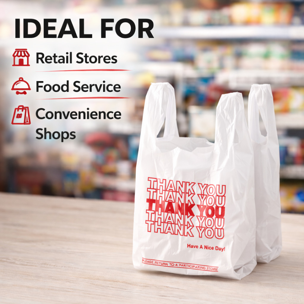 Bags 1/12 Extra Small 7×3.5×13 THANK YOU T-Shirt Grocery Shopping Bags Plastic