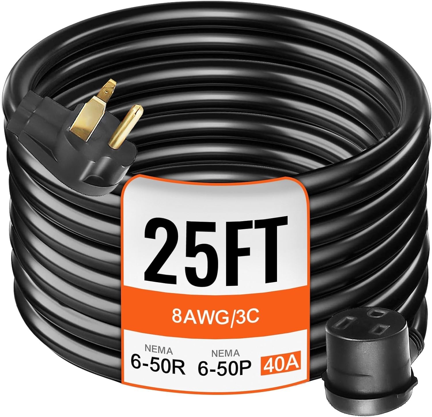 Heavy Duty 8AWG Welding Extension Cord, 25ft, Safe for Indoor and Outdoor Use