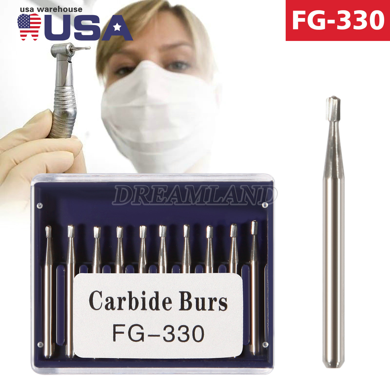 Dental Midwest FG 330 Regular Shank Pear Shaped Carbide Burs 100/Pk