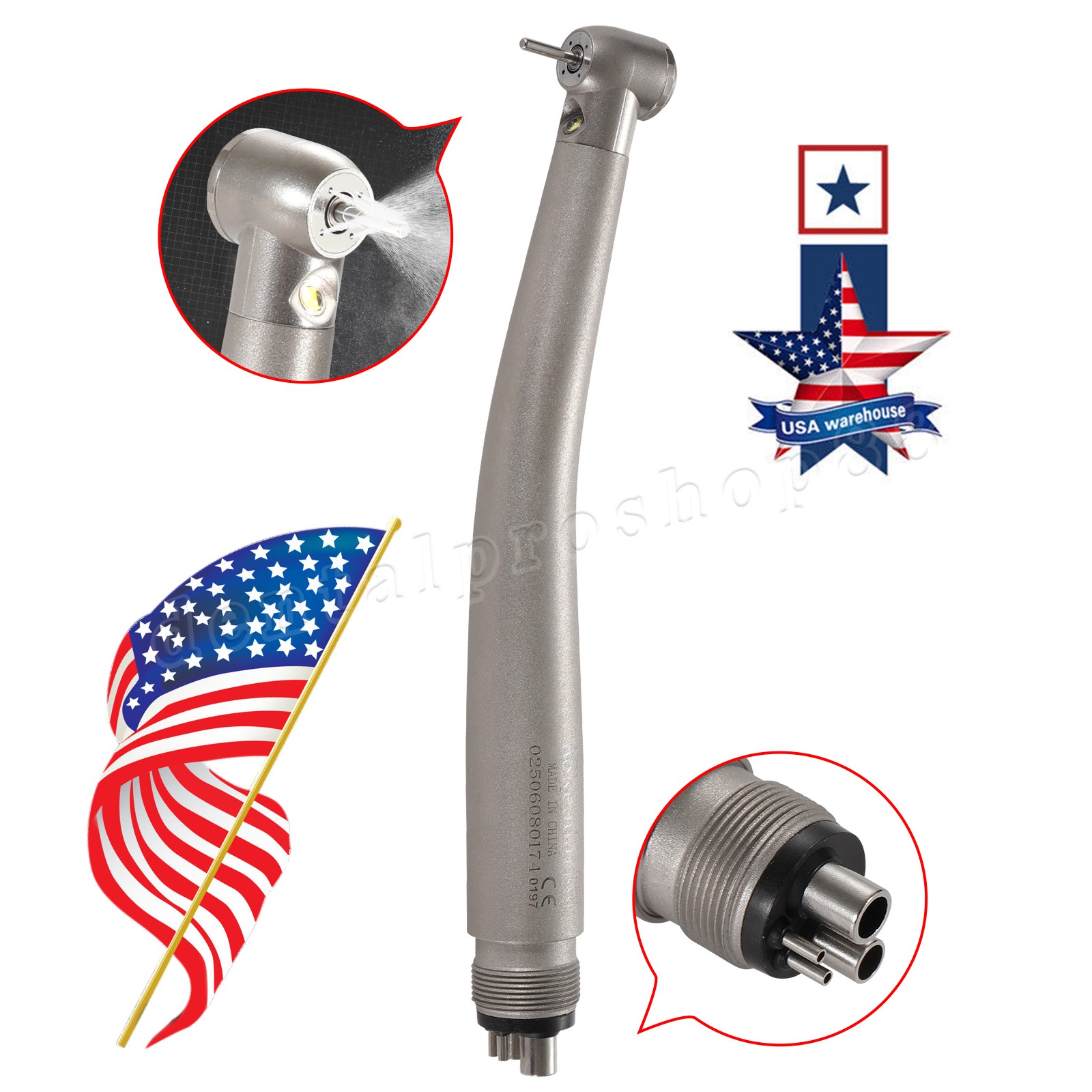 Standard Dental Fiber Optic LED E-generator high speed handpiece Turbine 4 Holes