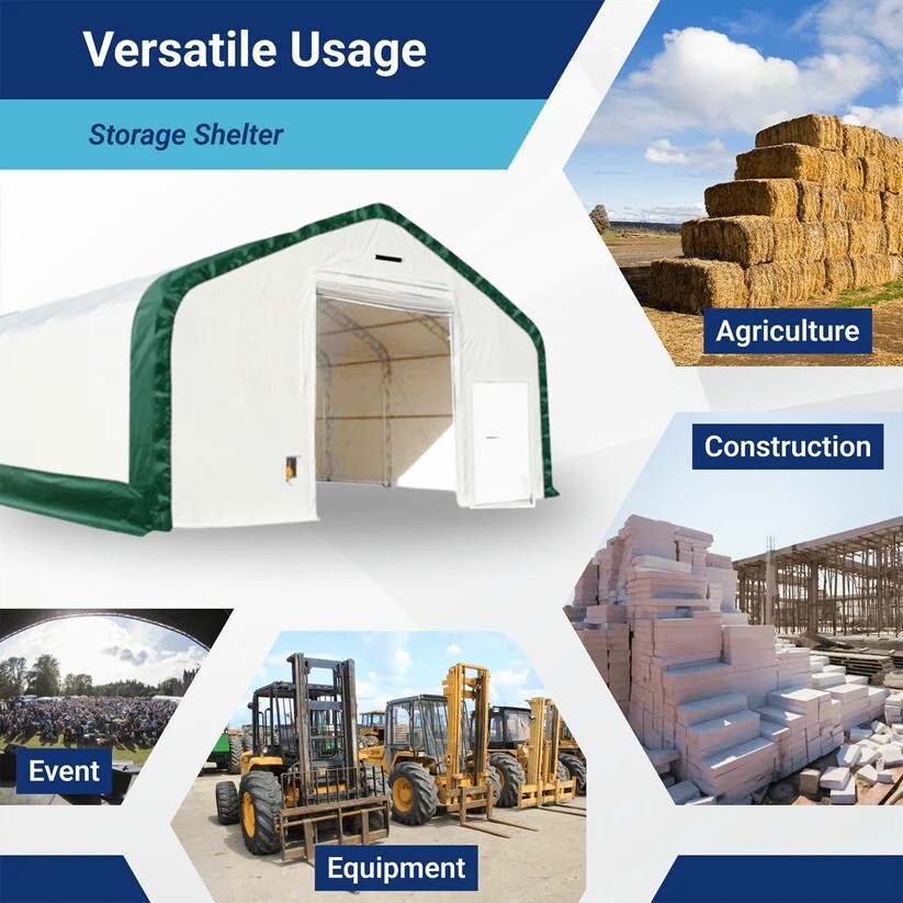W30’xL80’xH20′ Double Truss Storage Shelter 22OZ PVC Canvas Building Shelter