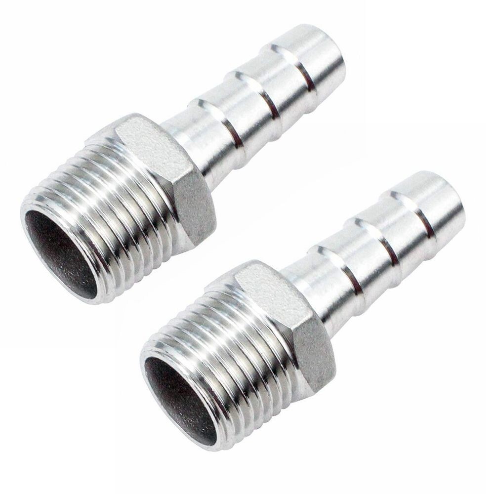 2x Stainless Steel 3/4″ Hose Barb to 1/2″ Male NPT Home Fitting Water Fuel N963