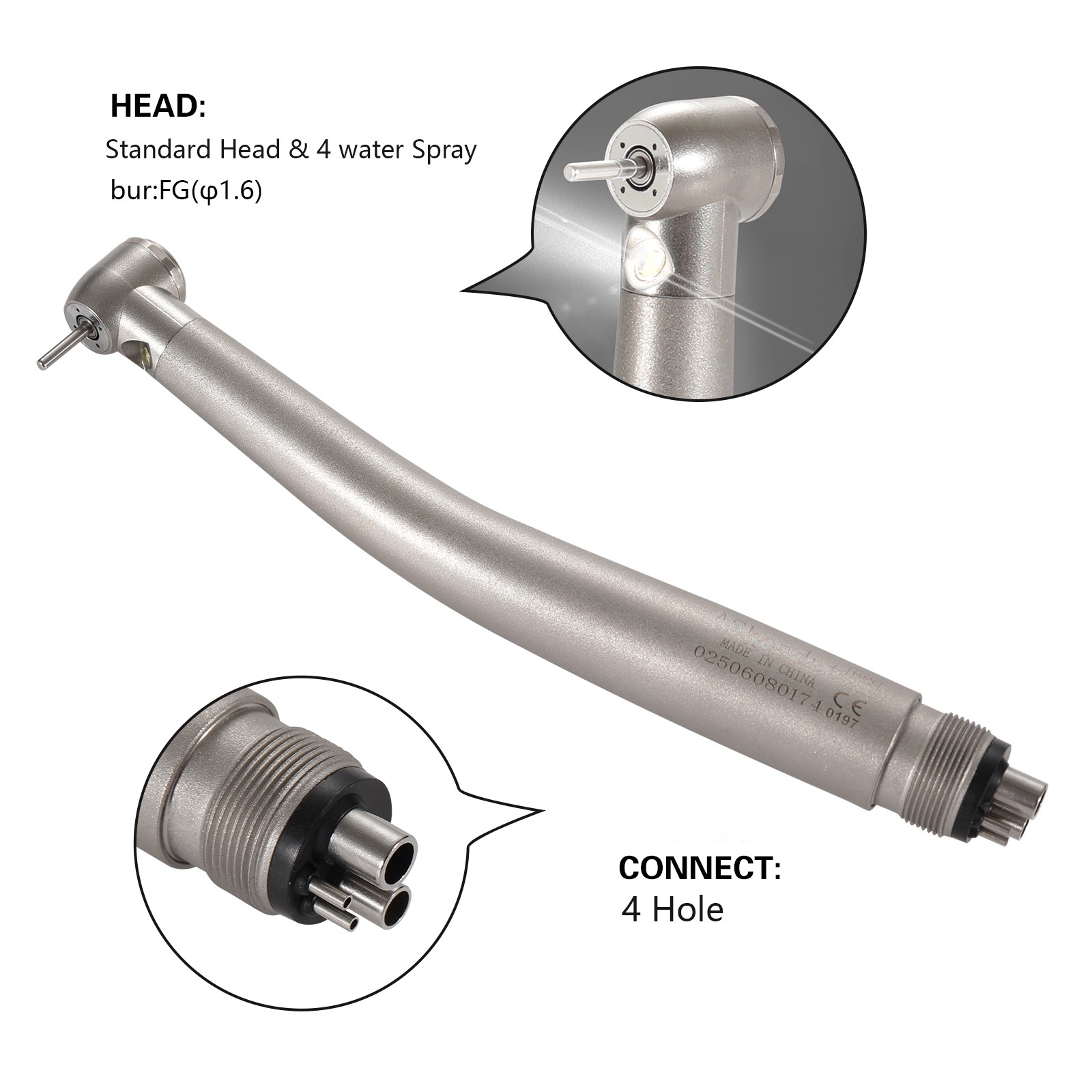 Dental LED Fibre Optic Contra Angle 1:1 Handpiece Fit NSK Ti-Max X25L Style
