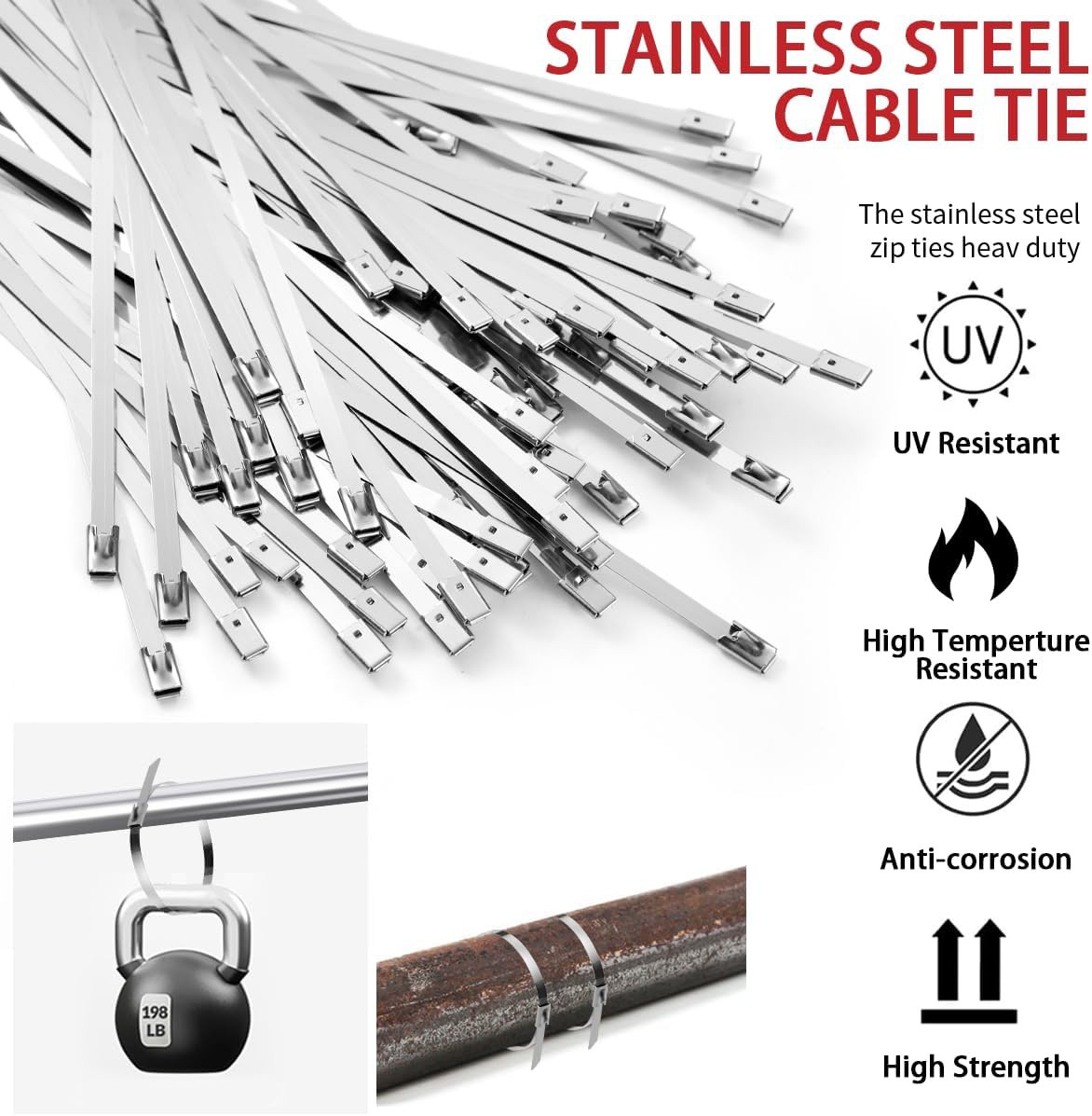 Metal Zip Ties Gun Set With 150pcs Stainless Steel Zip Ties Heavy Duty Outdoor