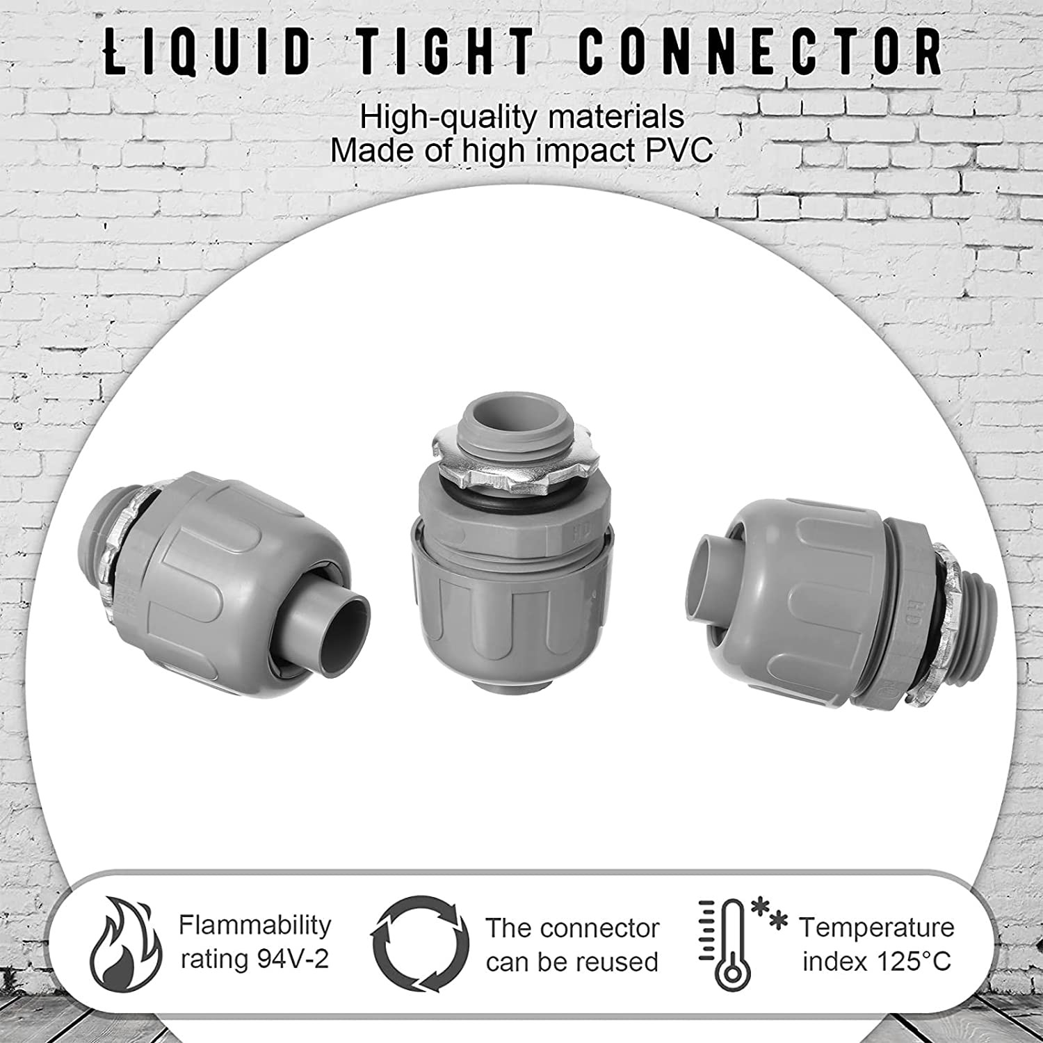 1/2 Inch Liquid Tight Connector PVC Electrical Conduit Fittings Straight