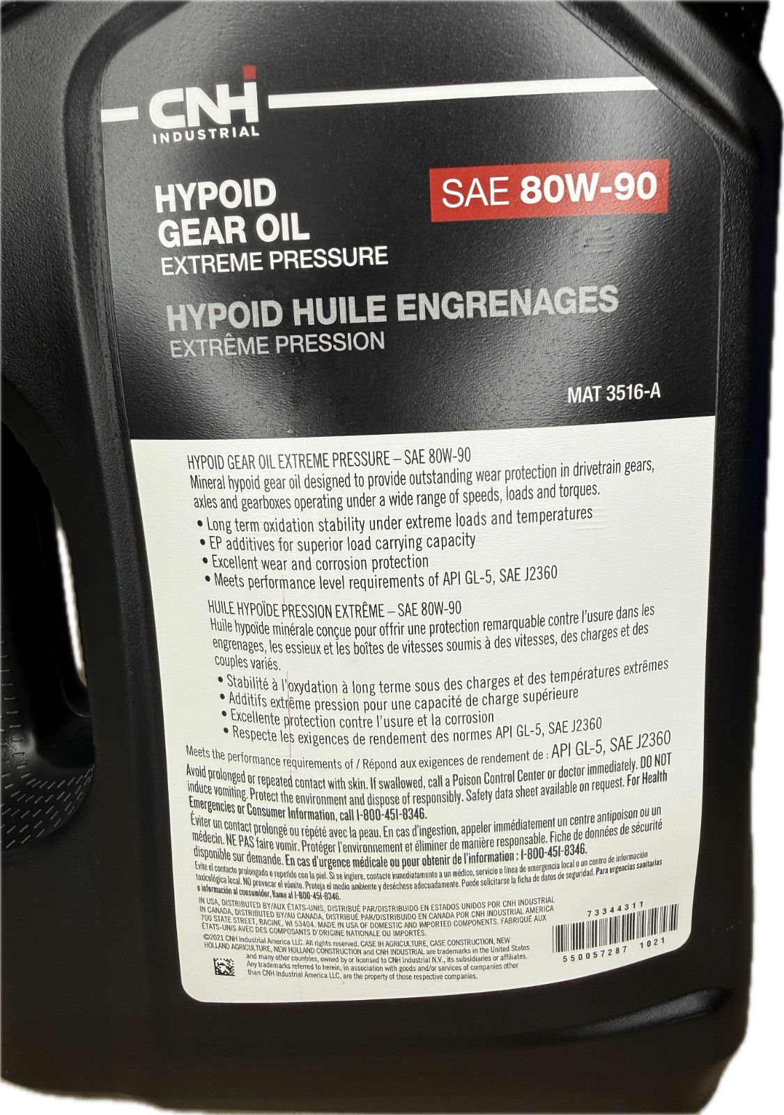 CNH Industrial 3/1g Hypoid Gear Oil EP GL-5 80W-90 MAT 3516-A Part # 73344311