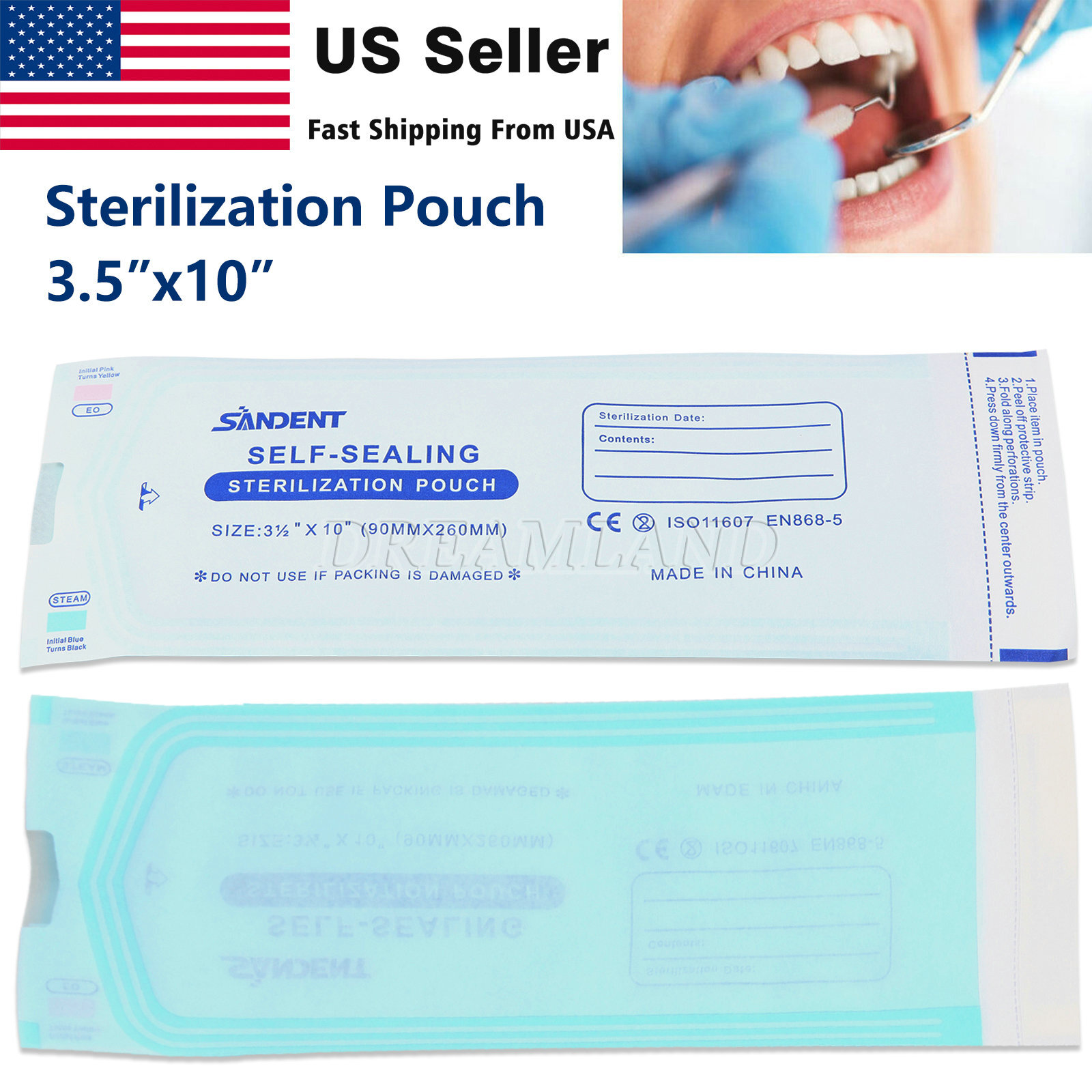 Self Seal Sterilization Pouches – Autoclave Sterilizer Bags 3.5×10 Tattoo