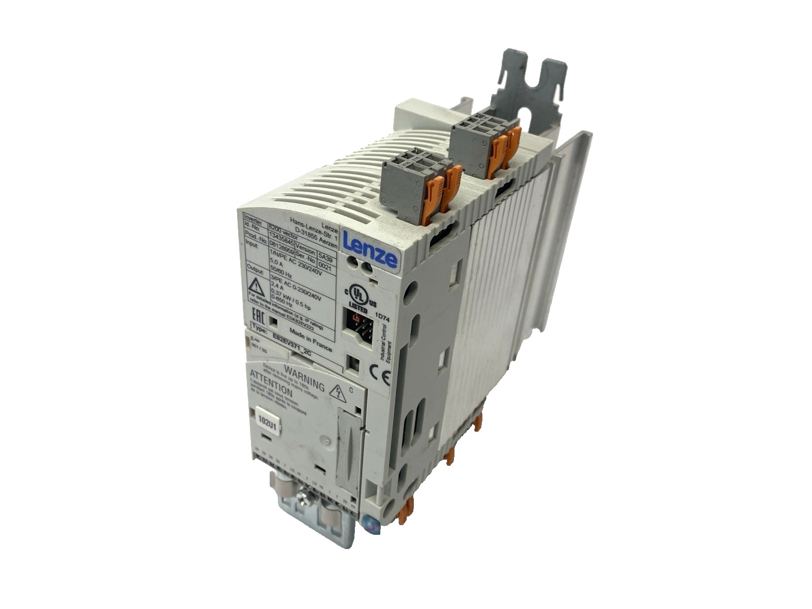 Lenze E82EV371K2C 8200 Vector Frequency Inverter 240VAC 0.37kW/0.5HP 13435845