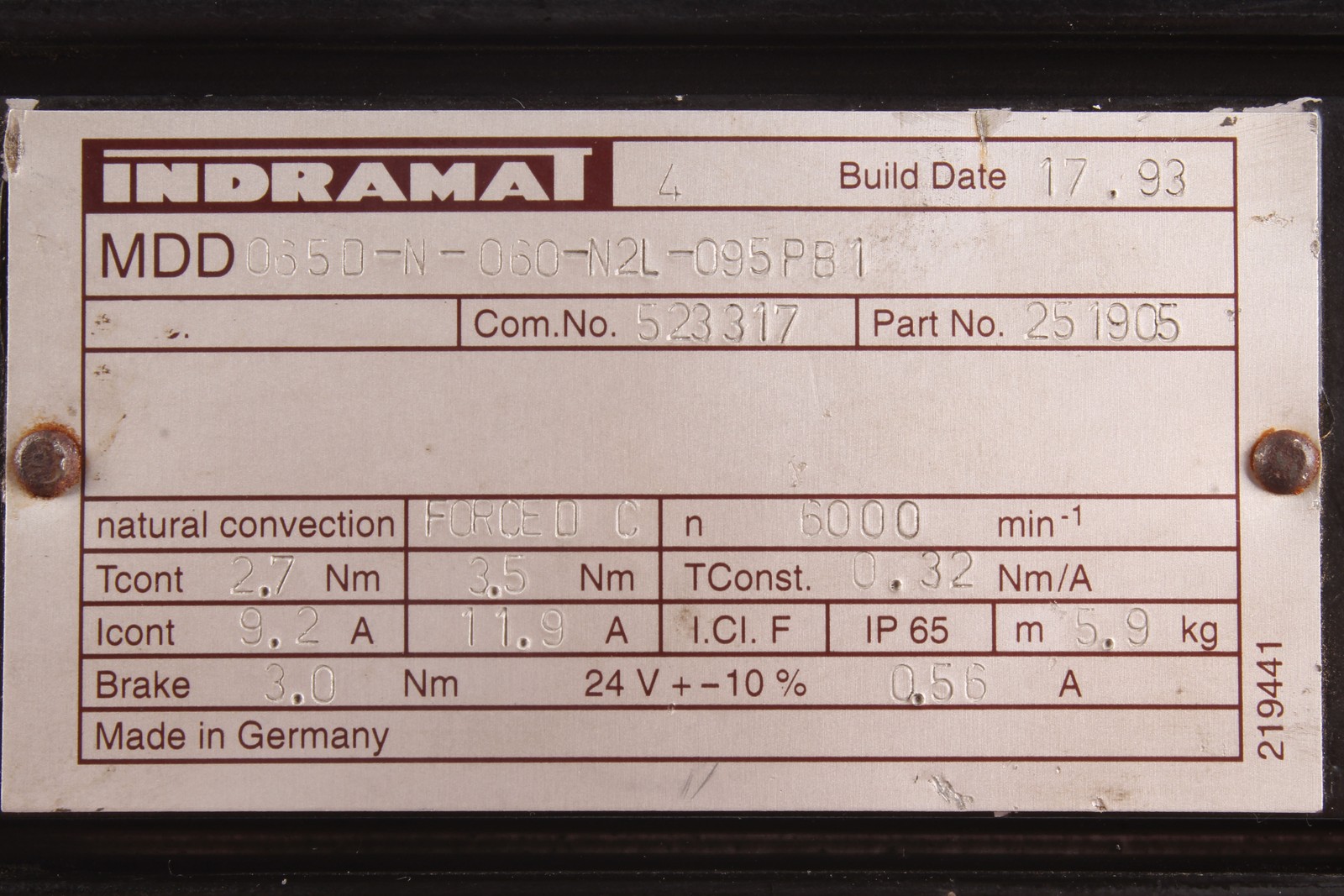 MDD065D-N-060-N2L-095PB1 STATOR INDRAMAT – Used