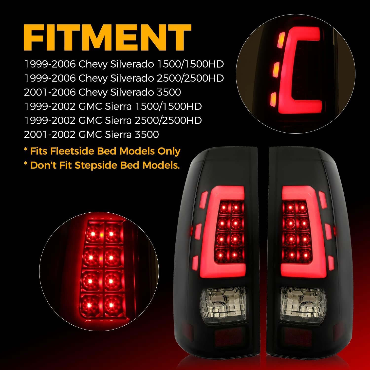 Kojem Taillight Compatible with 1999-2006 Chevy Silverado 1999-2002 GMC Sierra