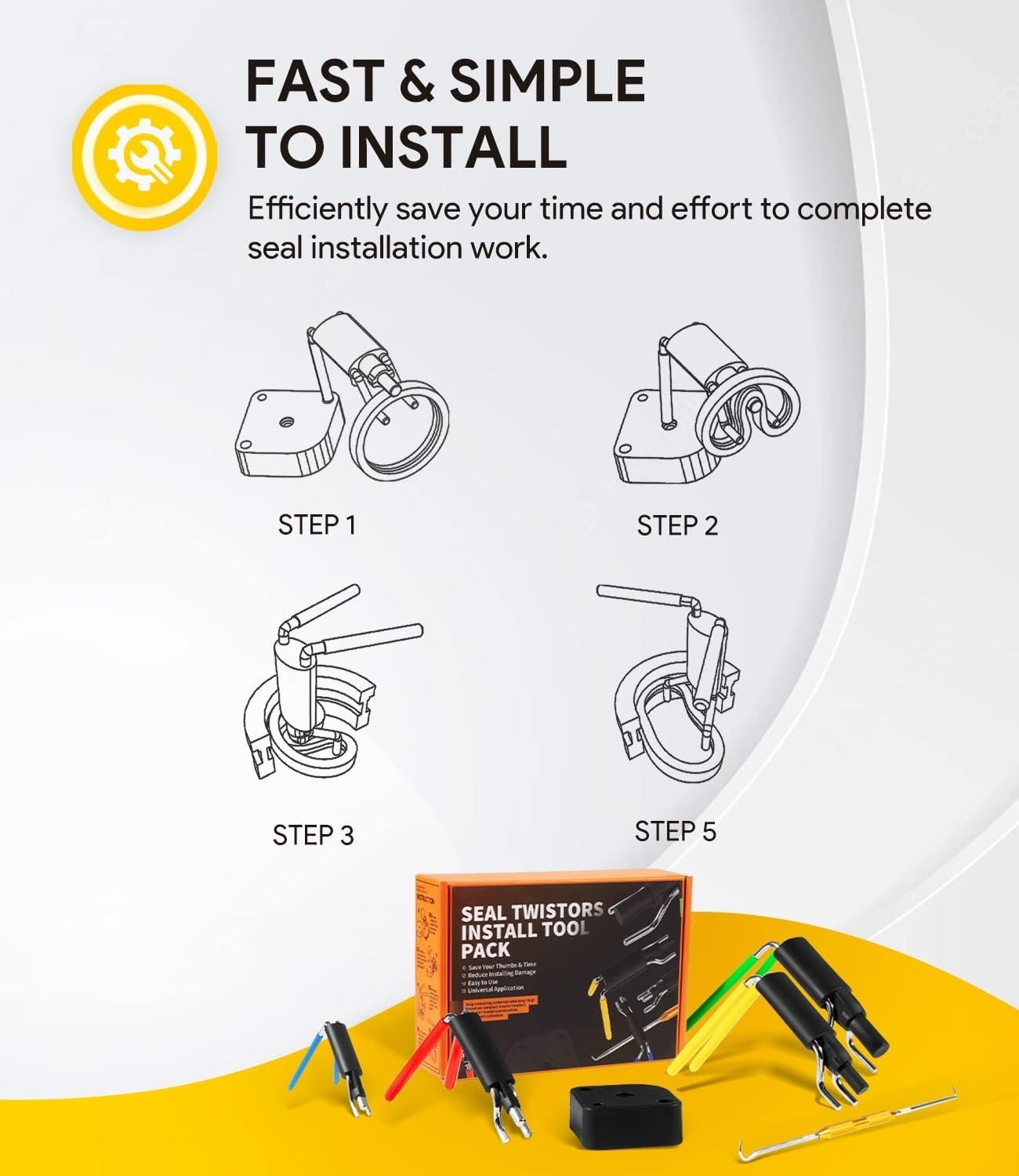 6 Pack Hydraulic Seal Installation Tool Kit for Cylinder Repair