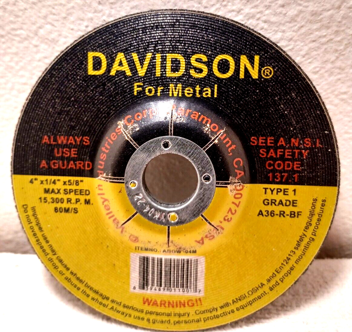 3 PC. 4″ DIA. GRINDING WHEEL DISC 1/4″ THICK, 5/8″ ARBOR METAL USE