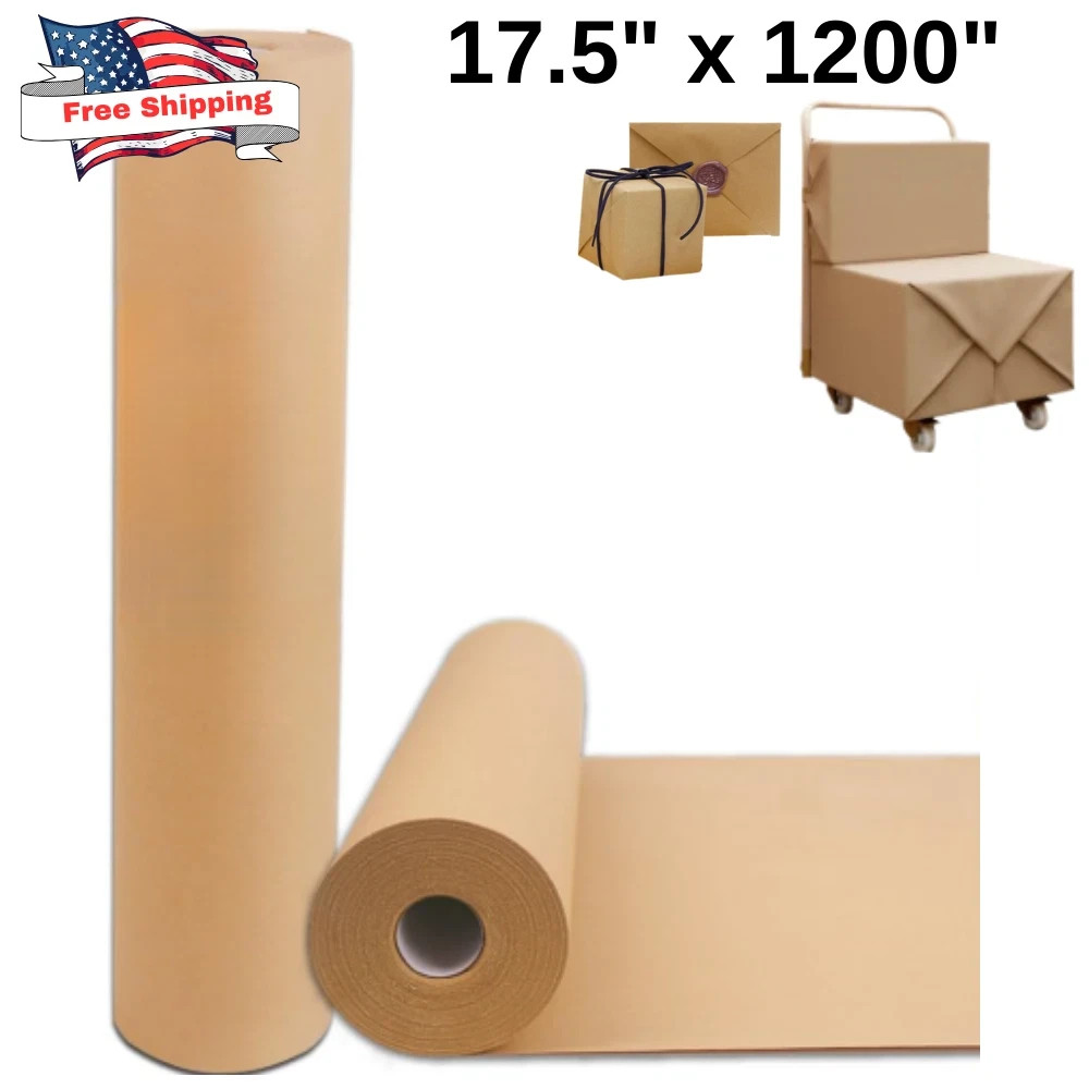17.5″ x 1200” Brown Kraft Paper 50 lb Basis Thick Roll Packaging Shipping NEW**
