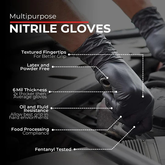 Professional Nitrile Gloves 4/6/8 Mil Black & Orange – All Sizes