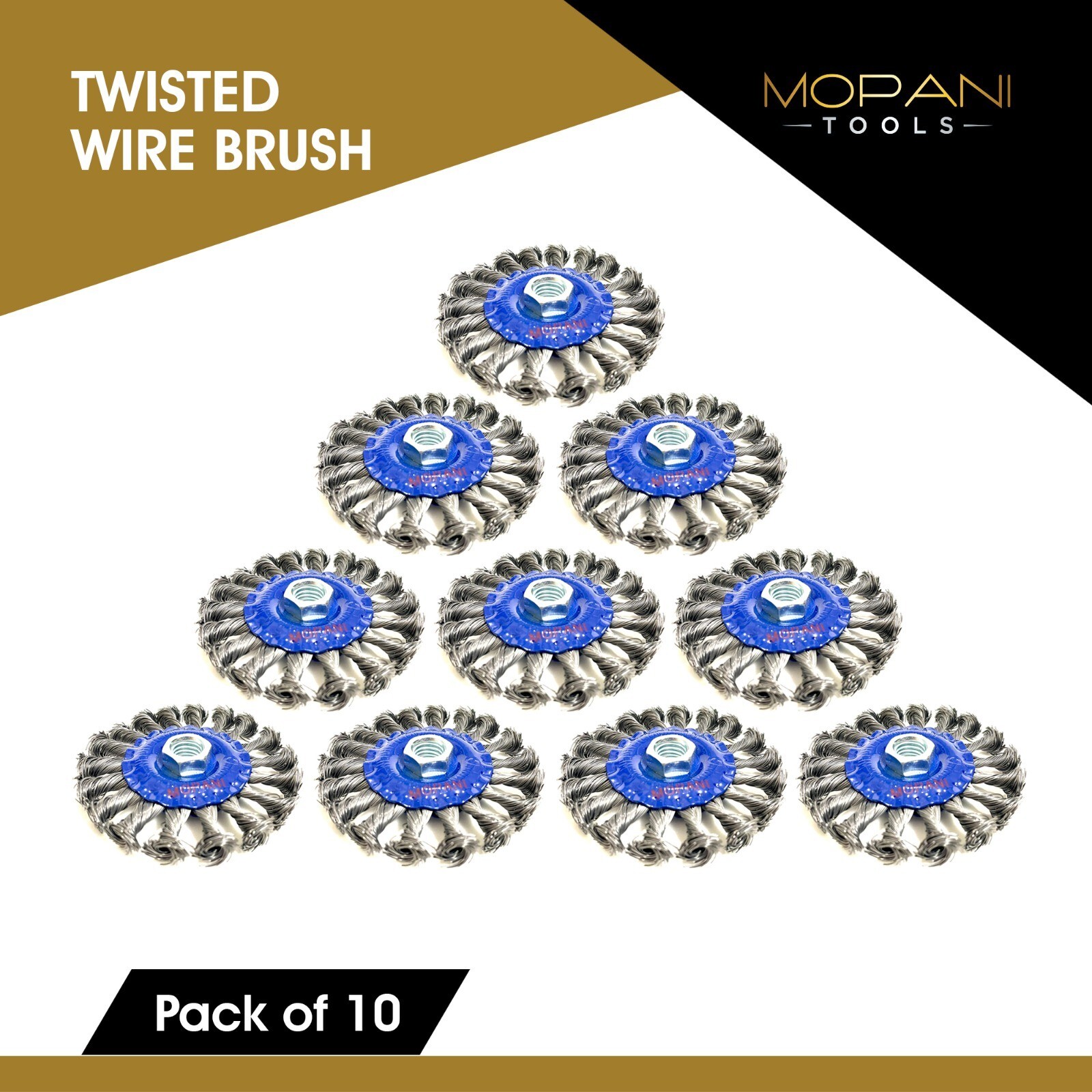 10Pcs Wheel Wire Brush 4-Inch (4″ Twisted/Knotted) 5/8″-11 UNC Angle Grinder