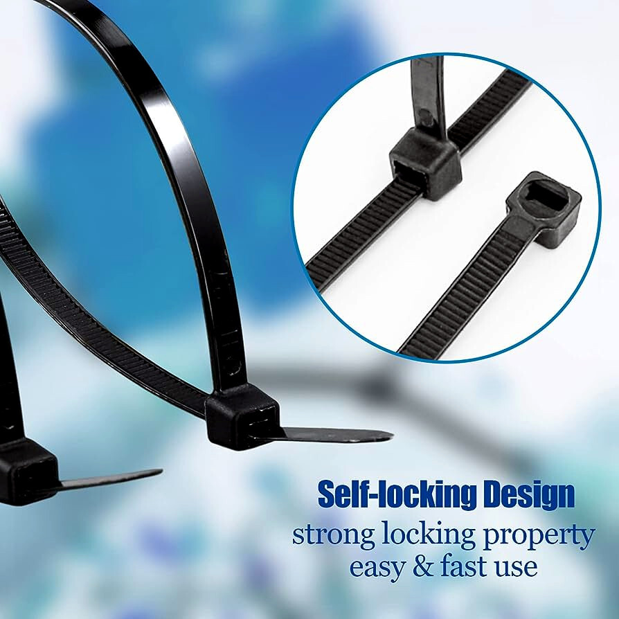 100 BLACK NYLON CABLE ZIP TIES Heavy Duty UV Resistant 4 6 8 10 12 15 18 24 & 36