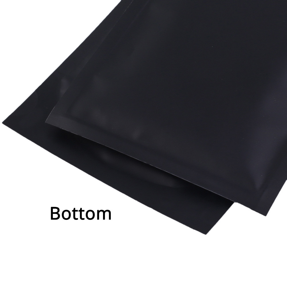 Multiple Sizes Double-Sided Matte Black Foil Mylar Flat Zip Lock Pouch Bag B01