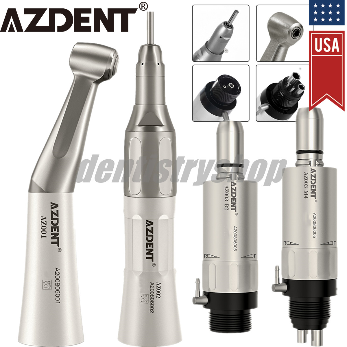 Dental Slow Low Speed Handpiece Contra Angle Straight Air Motor 2/4Holes E-type