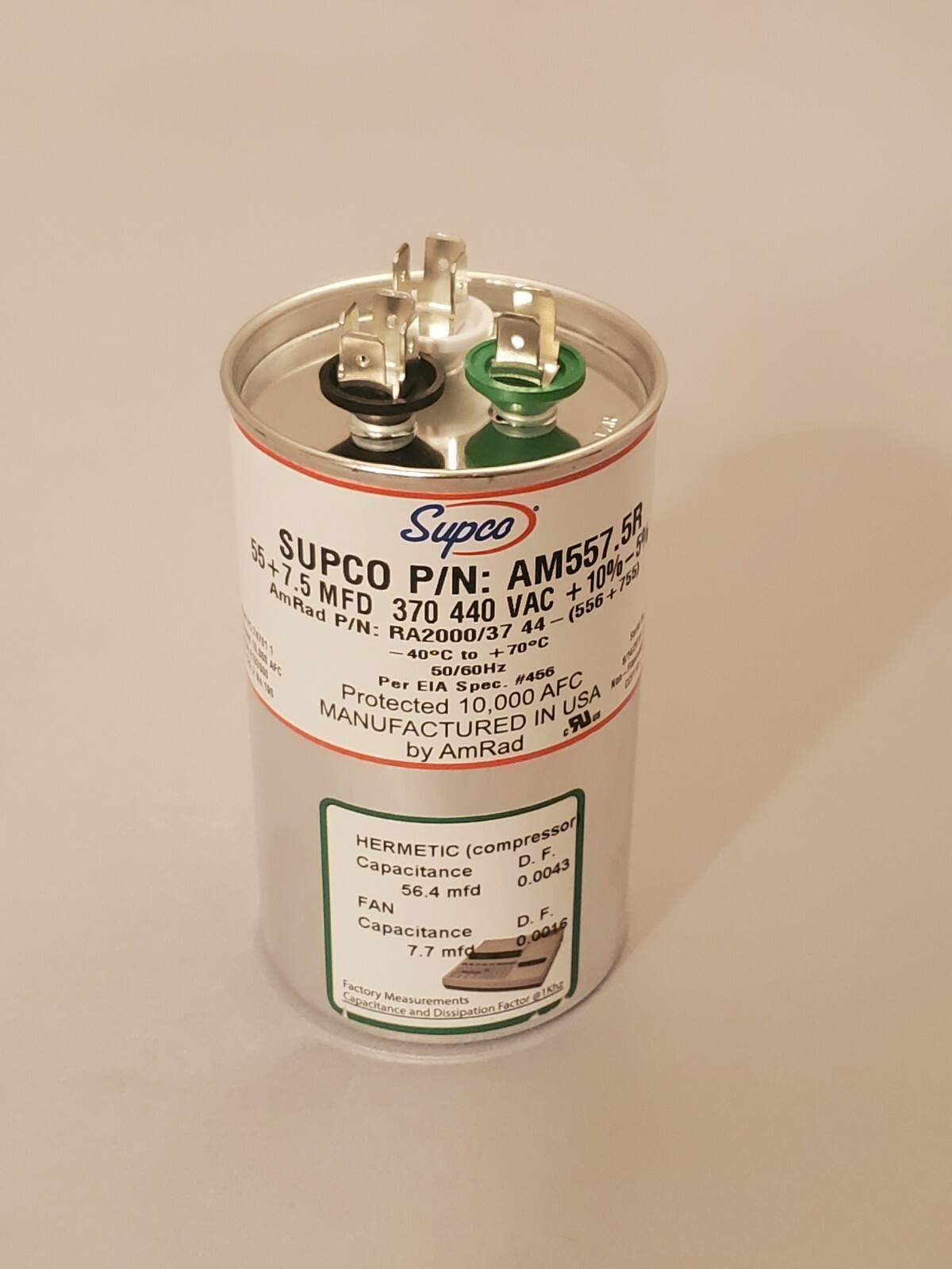 BRAND NEW AM5575R AMERICAN MADE CAPACITOR FROM SUPCO 55 + 7.5 MFD