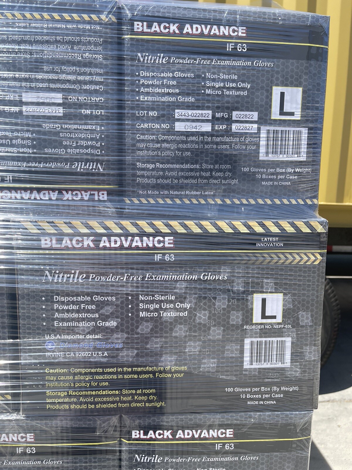 Advance Exam Black Nitrile Gloves Powder Free 6 Mil Text Case Of 1000 PCs Large