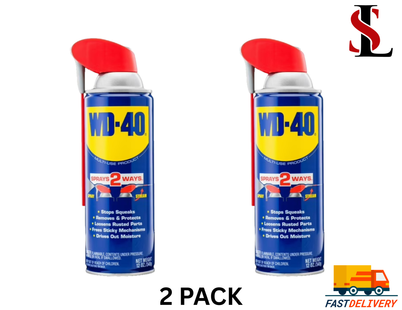 New Multi Purpose Original WD-40 Formula Lubricant Spray 2-PACK w/. Smart Straw