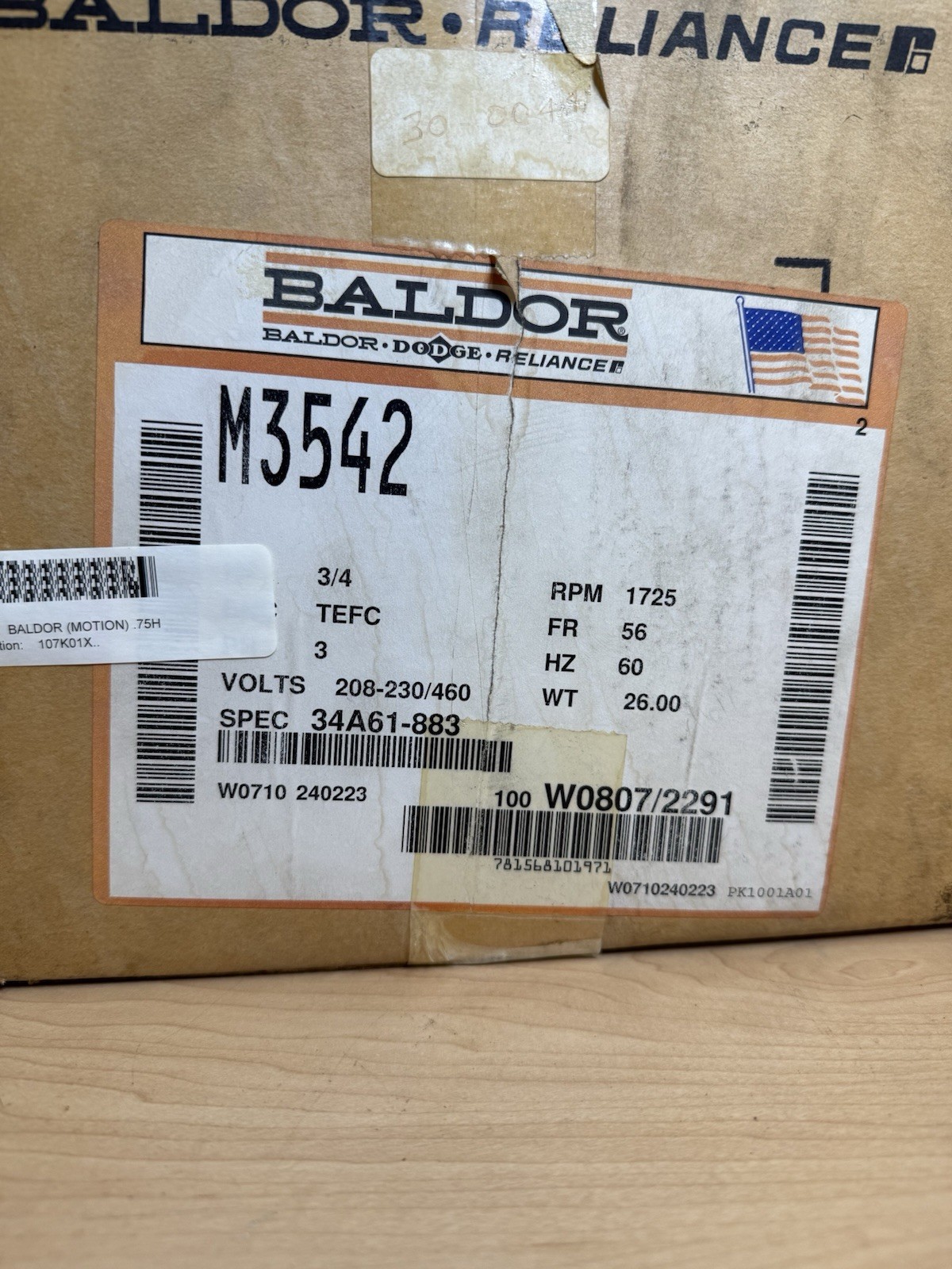 NEW! Baldor Reliance M3542 3/4 HP 1725 RPM 34A61-883 AC Electric Motor
