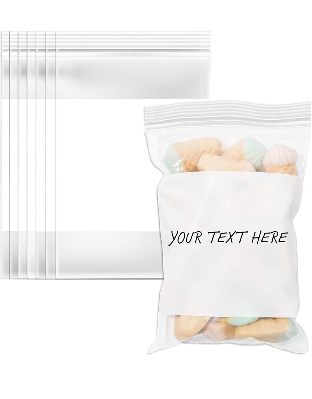 500/PCS White Block 4″x8″ Clear Reclosable Seal Bag Plastic Zipper Lock Bags 2Mi