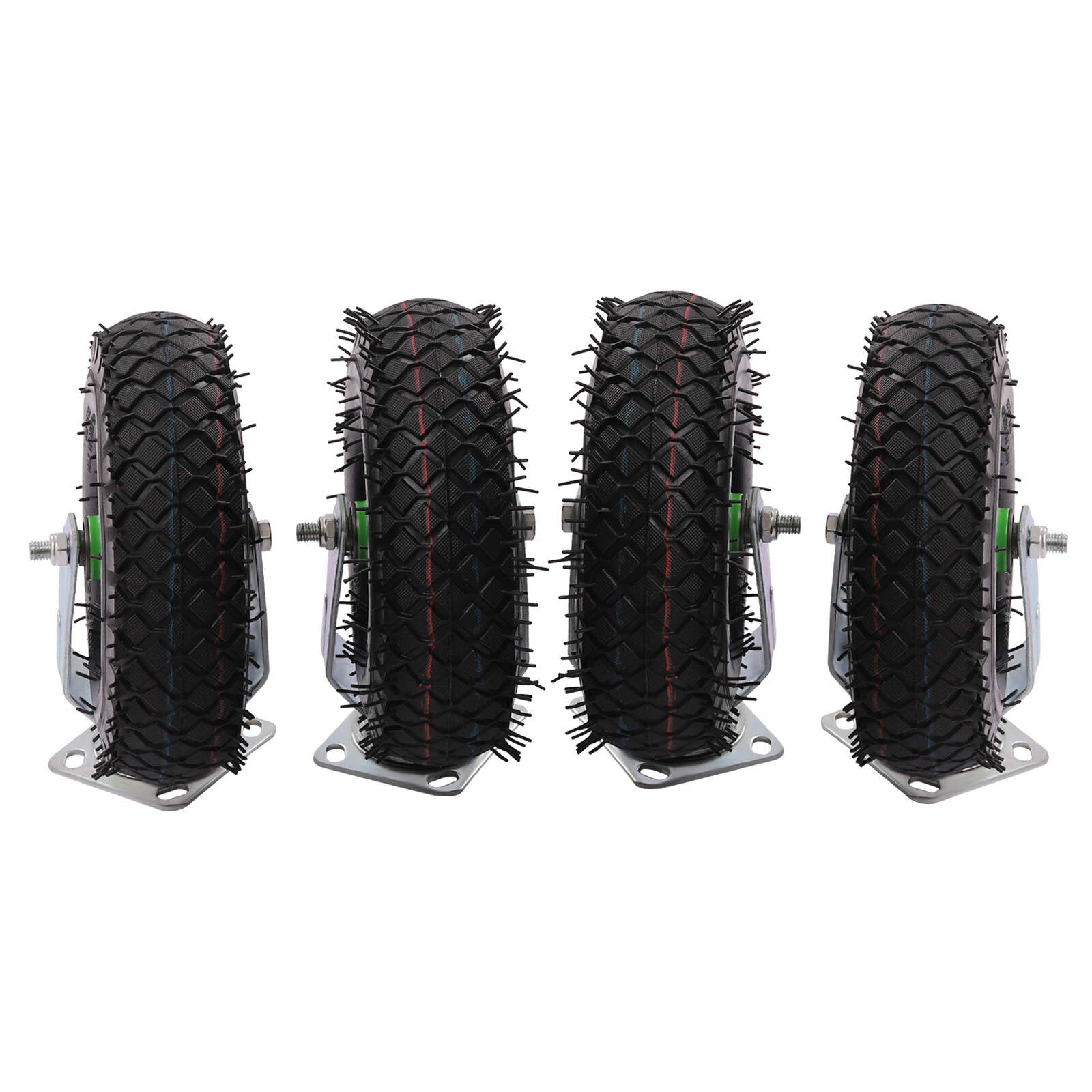 4-Pack 10in Pneumatic Swivel & Rigid Cart Casters, Heavy-Duty Air Tires