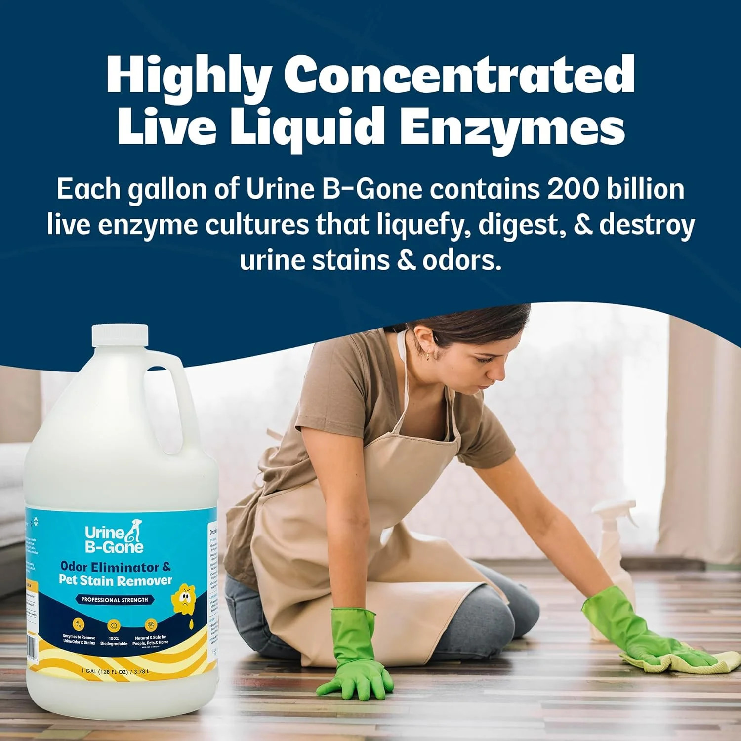Urine B-Gone, Professional Enzyme Odor Eliminator & Pet Stain Remover, Human, Ca