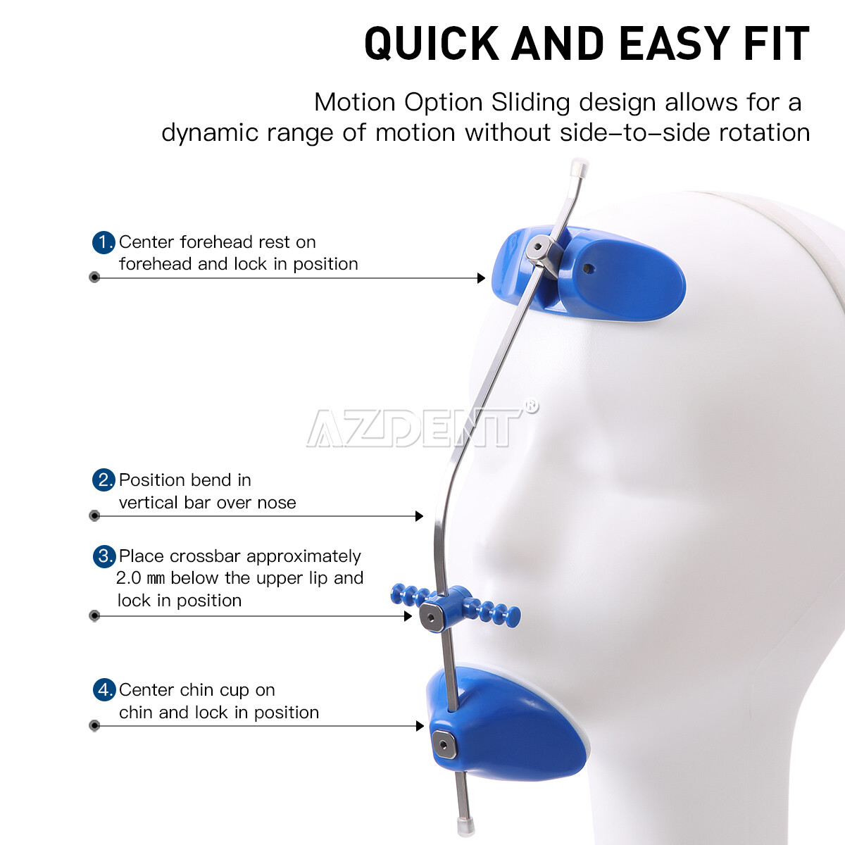 Dental Adjustable Orthodontic Forward Reverse Pull Headgear Single Pole Blue/Red
