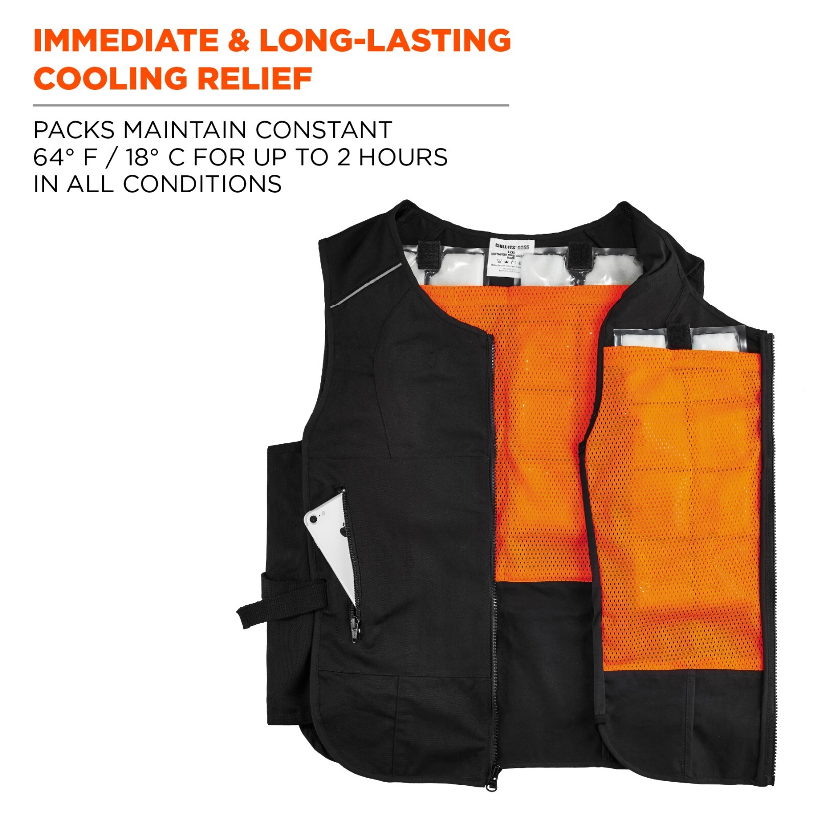 Ergodyne Chill-Its 6260 Lightweight Phase Change Cooling Vest W/ Packs, S/M