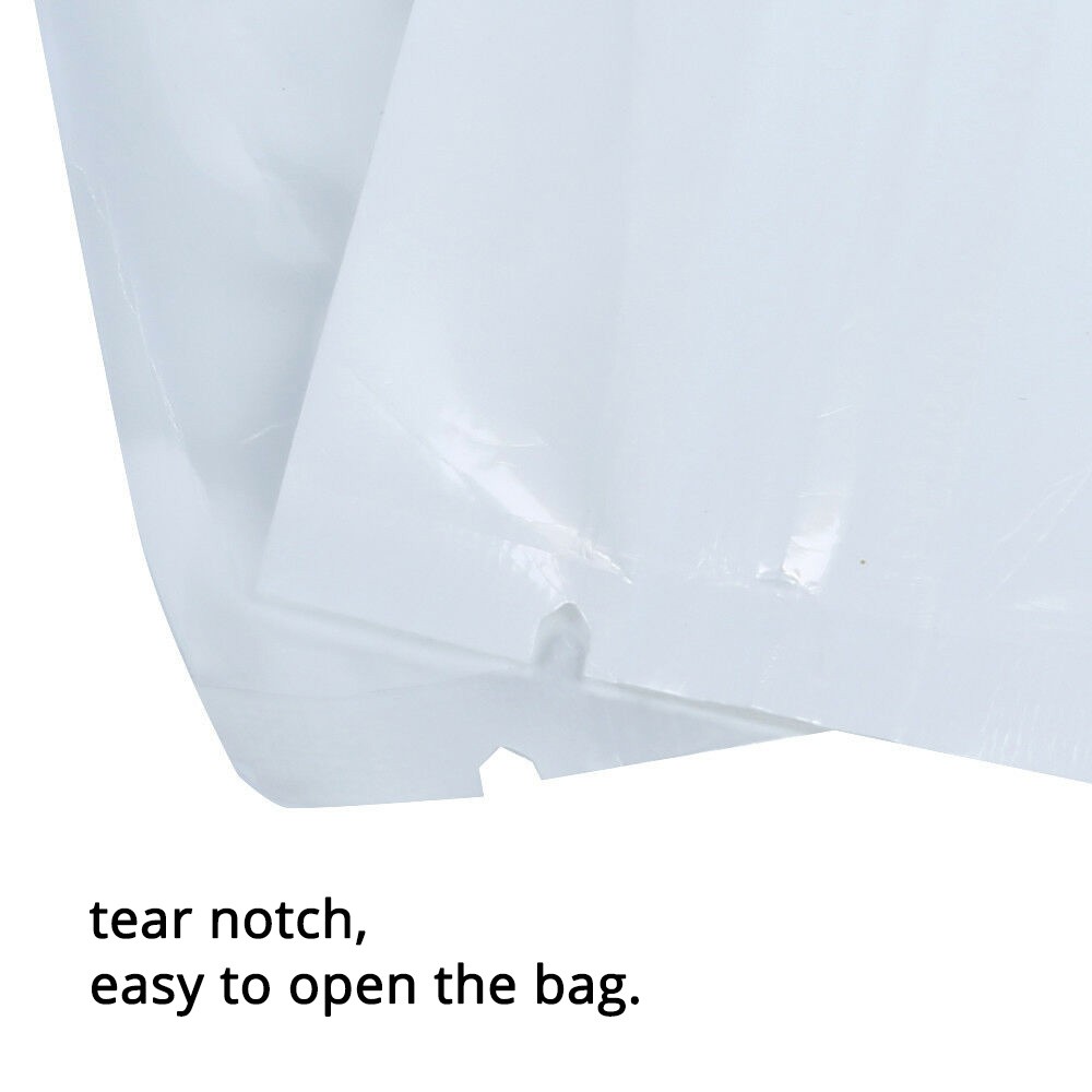 Custom Design Flat Glossy Zipper Pouches | Clear Front White Back Snack Storage