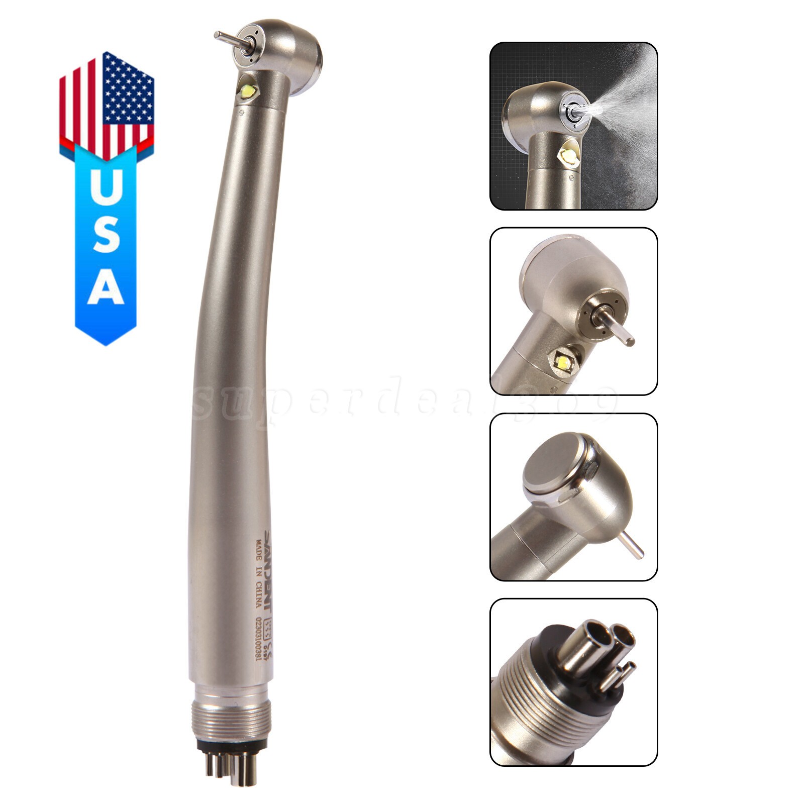 NSK Style Dental Fiber Optic LED E-generator High Speed Handpiece Turbine 4Holes