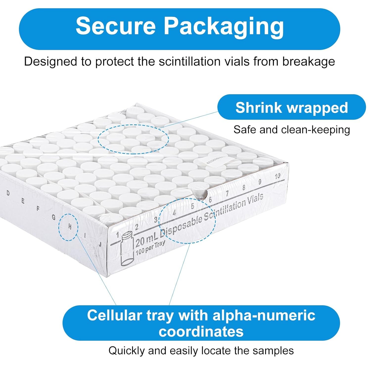 20ML Scintillation Vials 100PCS Lab Borosilicate Glass Liquid Scintillation Vial