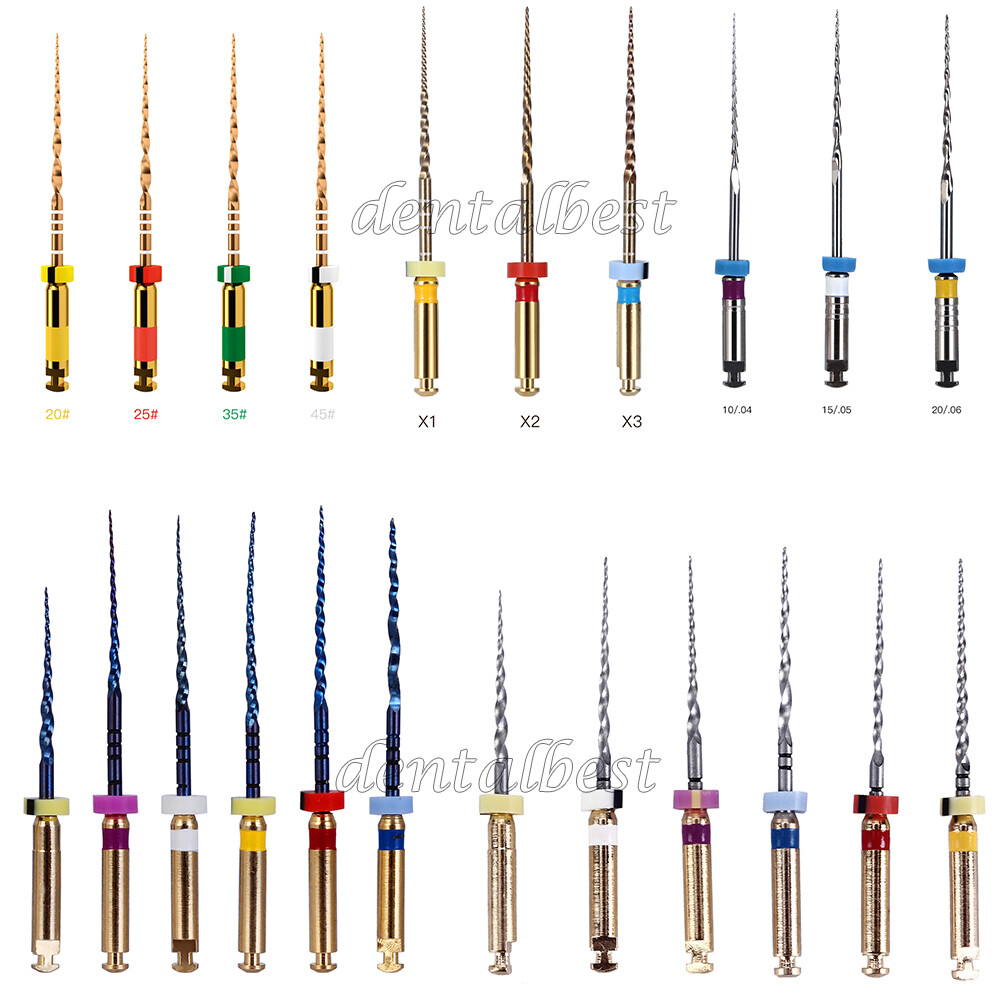 AZDENT Dental Endo Rotary Heat Activated Files Gold Taper NITI Engine Use 25mm