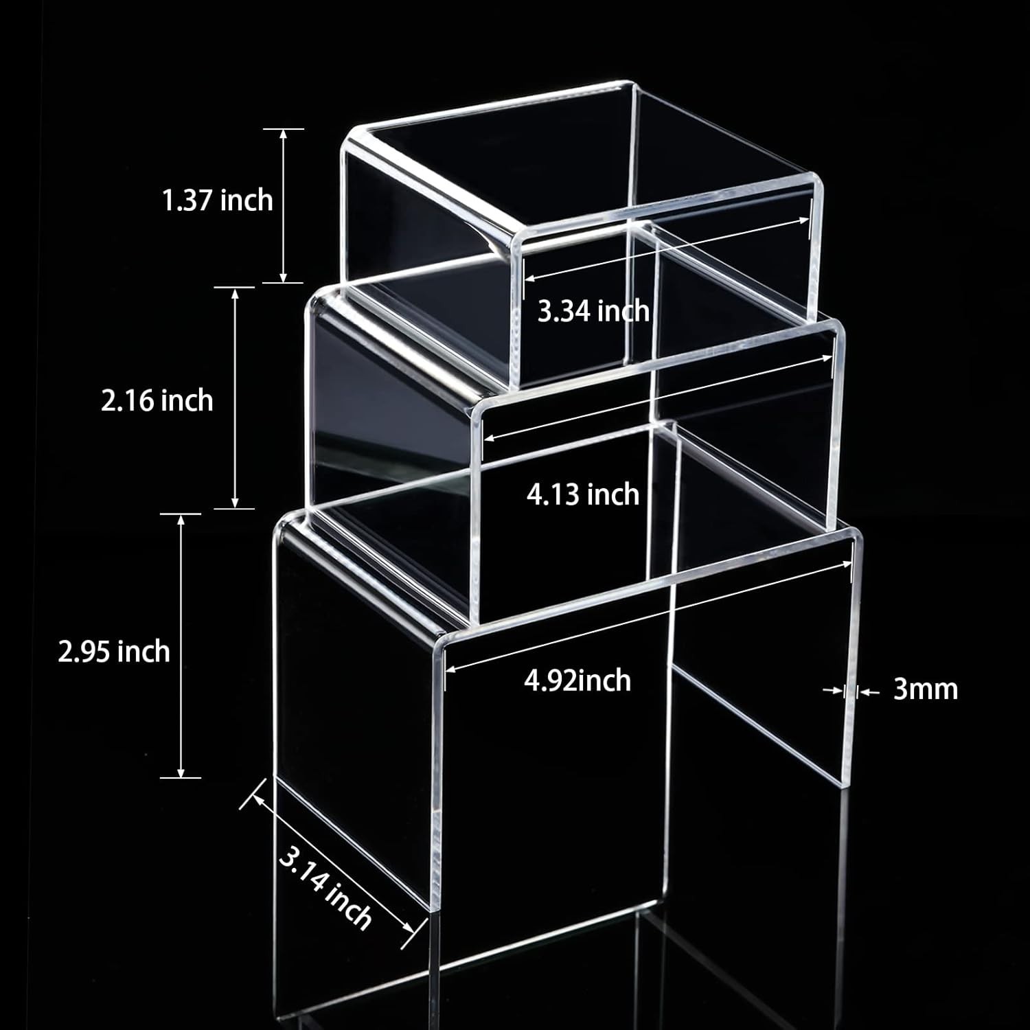 2 Sets Acrylic Display Risers, Product Stand, Jewelry Display Riser Shelf Sho…