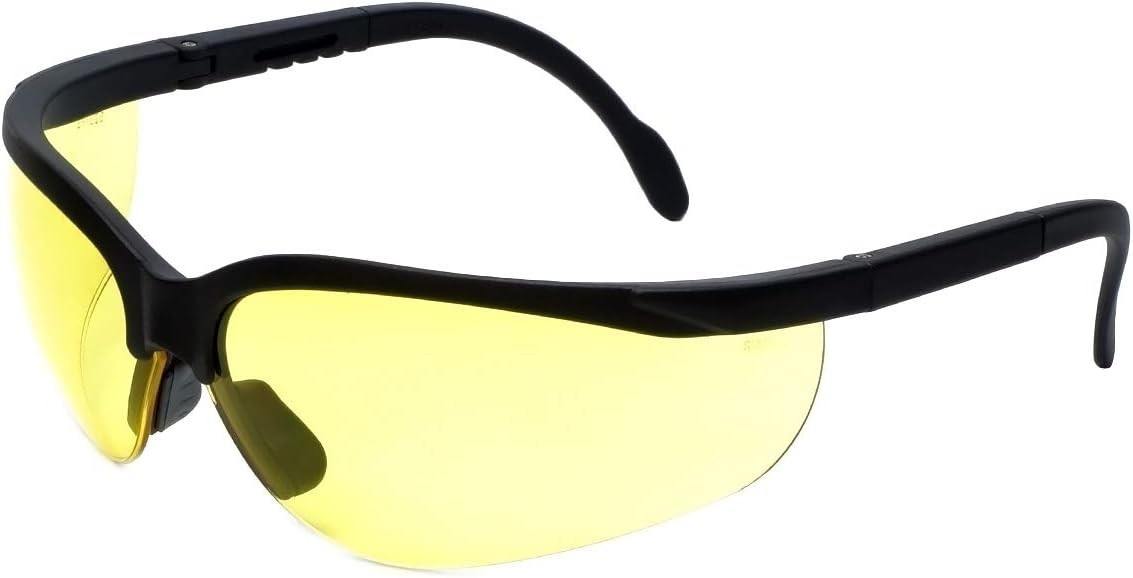 Full Rim Adjustable Safety Glasses with Yellow Tint for Indoor and Outdoor Use