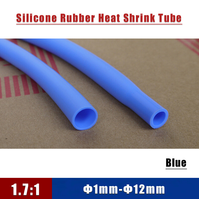 1-12mm Blue Flexible Silicone Rubber Heat Shrink Tubing 1.7:1 High Temp 200°C